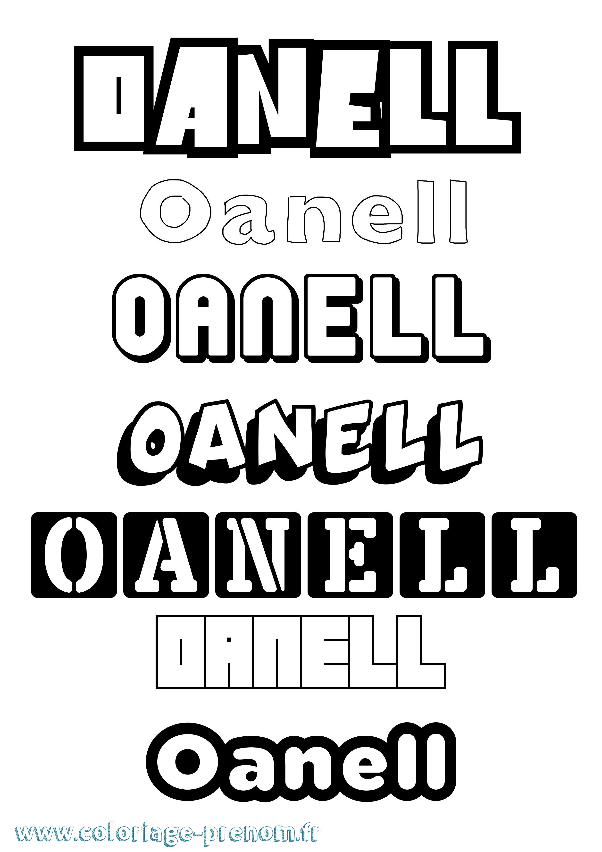 Coloriage Oanell Simple Coloriage prénom Oanell Simple