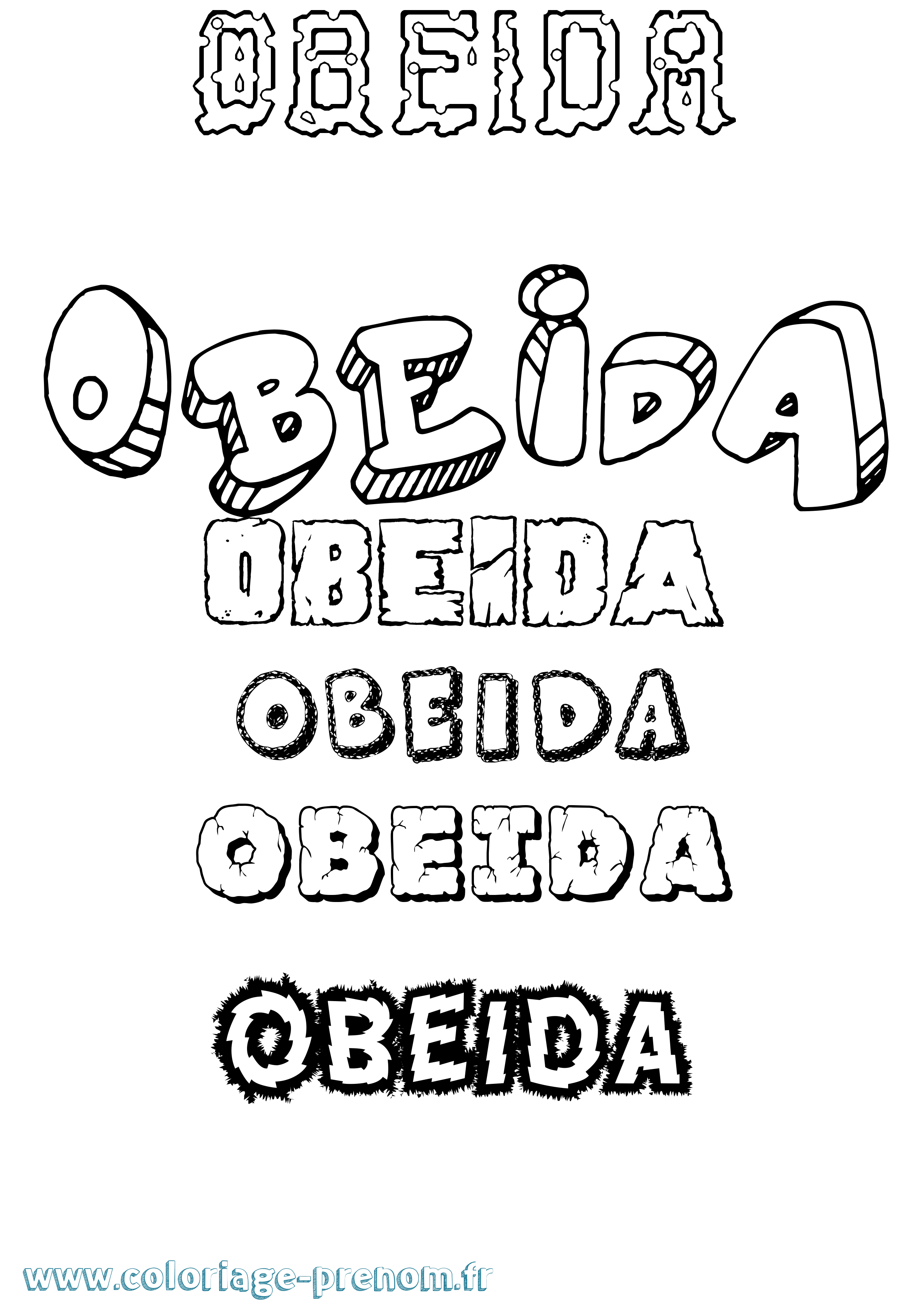 Coloriage Obeida Destructuré Coloriage prénom Obeida Destructuré