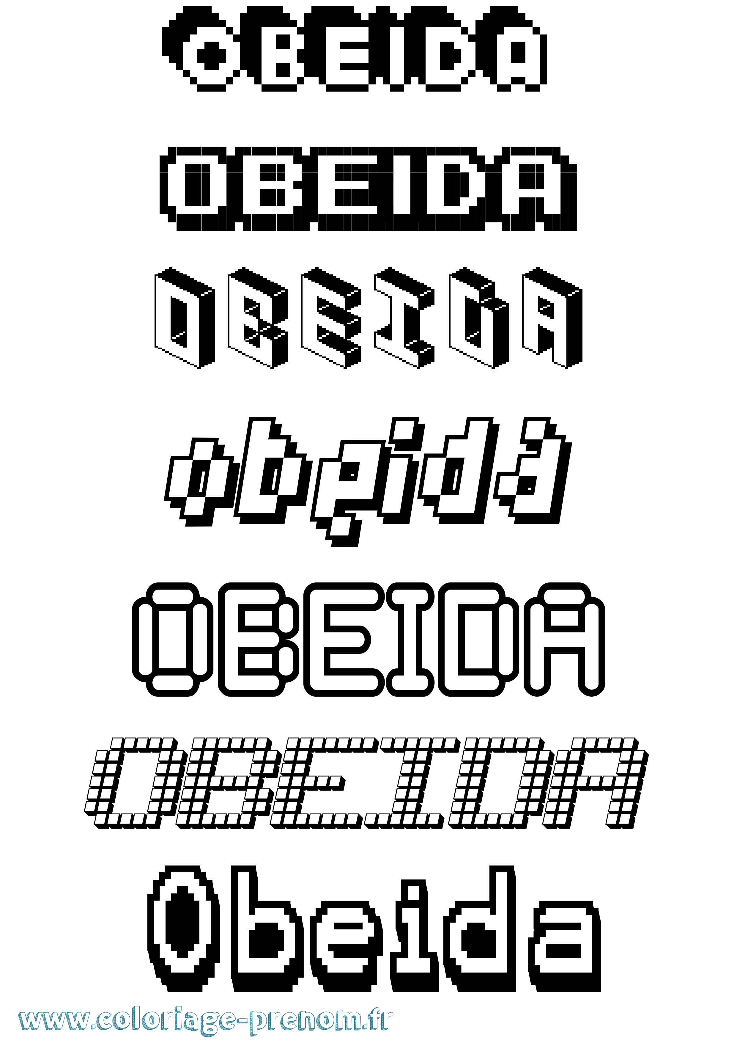 Coloriage Obeida Pixel Coloriage prénom Obeida Pixel