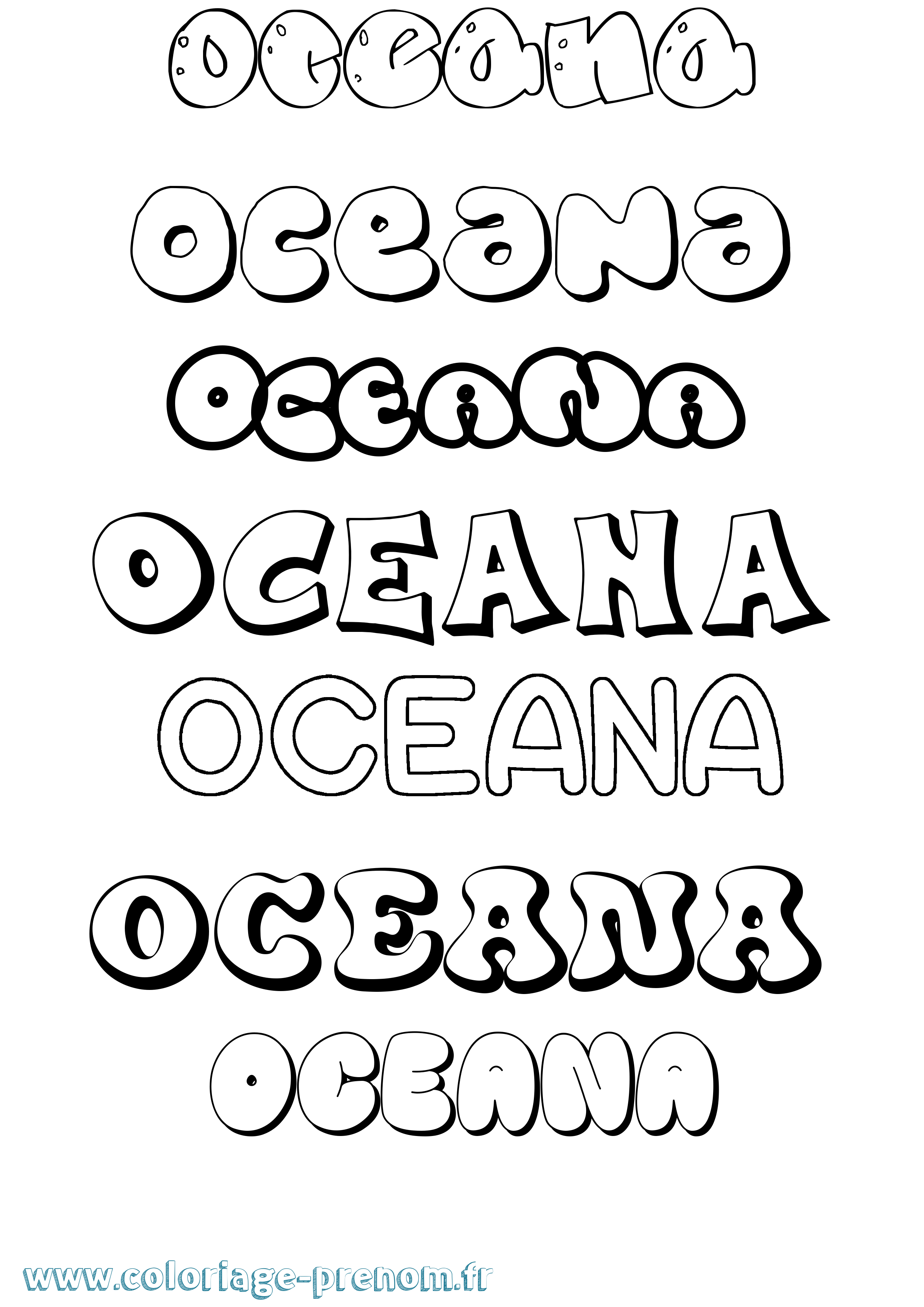 Coloriage Oceana Bubble Coloriage prénom Oceana Bubble