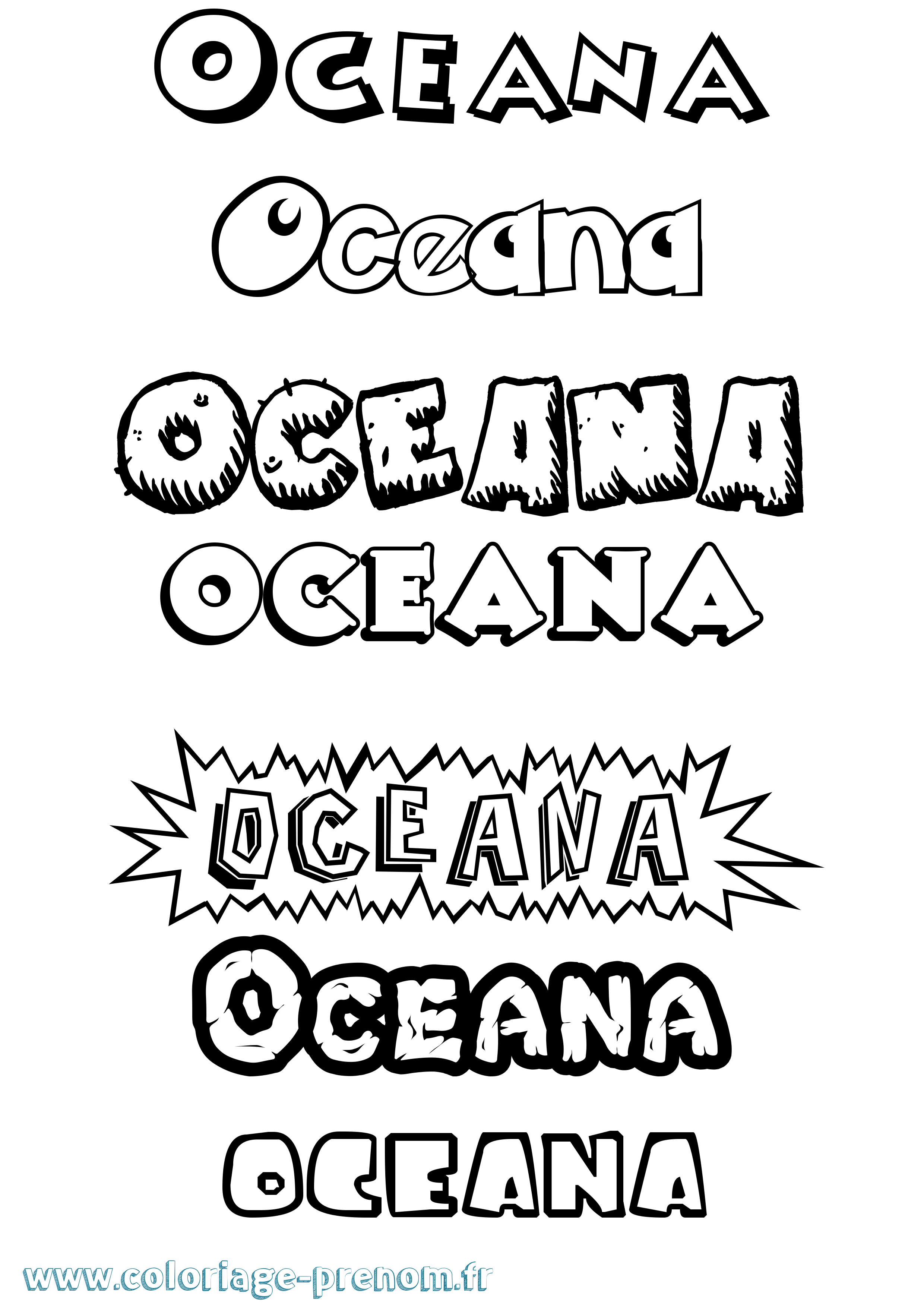 Coloriage Oceana Dessin Animé Coloriage prénom Oceana Dessin Animé