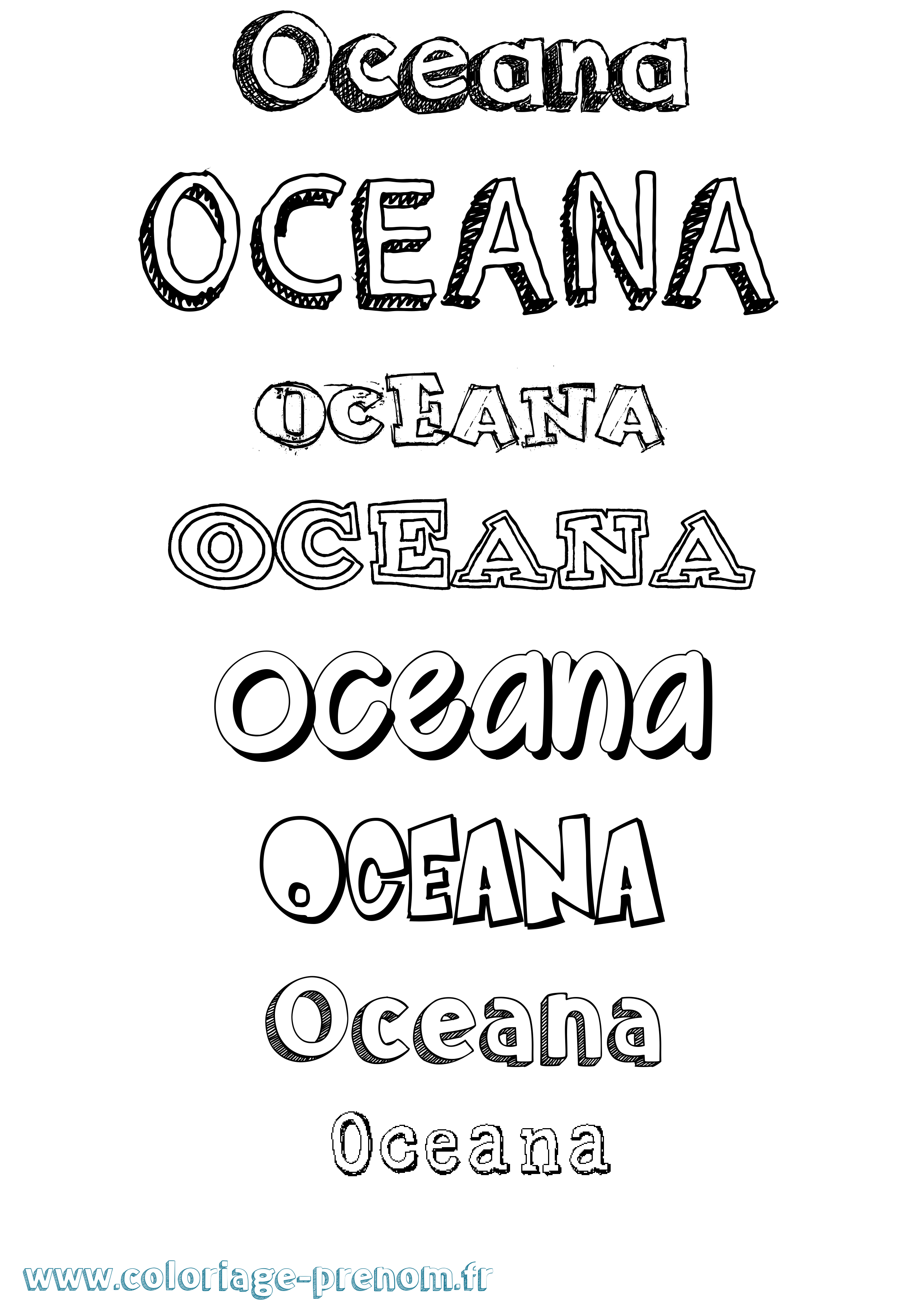 Coloriage Oceana Dessiné Coloriage prénom Oceana Dessiné