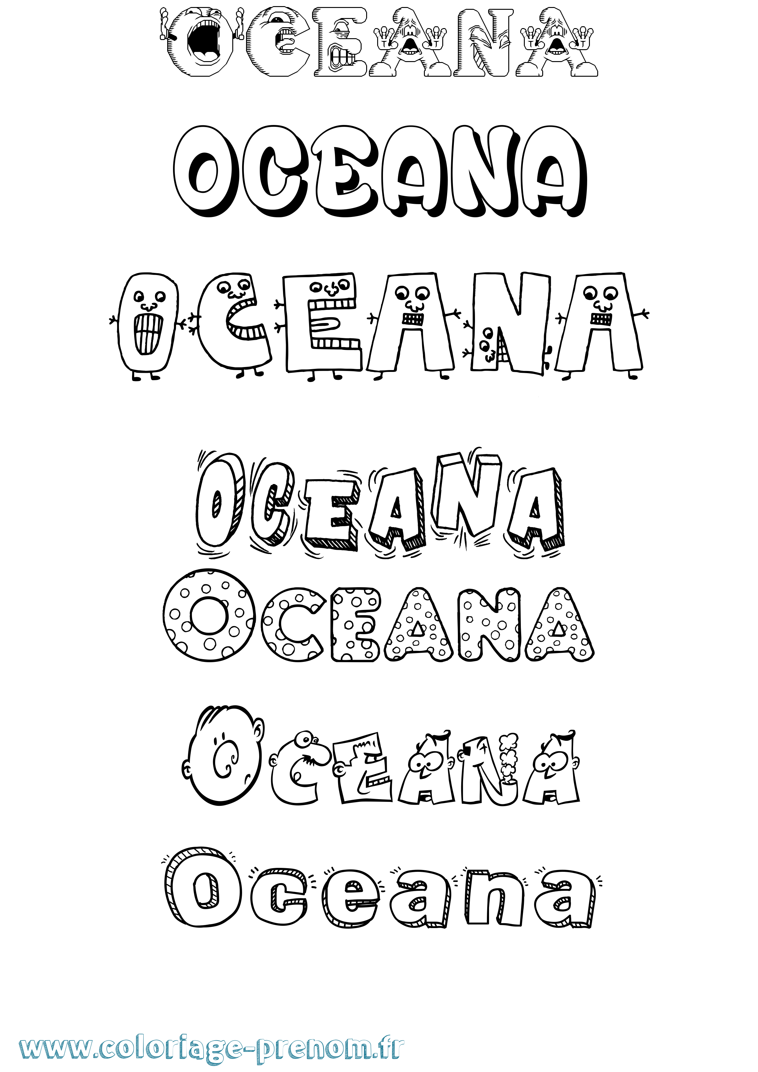 Coloriage Oceana Fun Coloriage prénom Oceana Fun