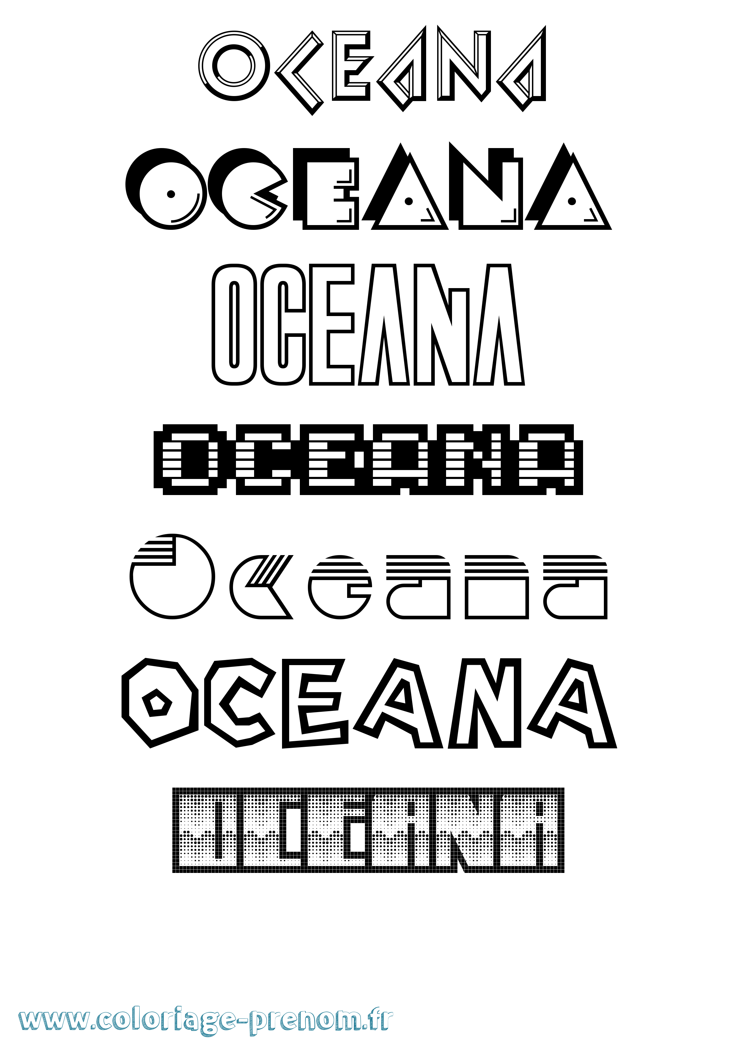 Coloriage Oceana Jeux Vidéos Coloriage prénom Oceana Jeux Vidéos