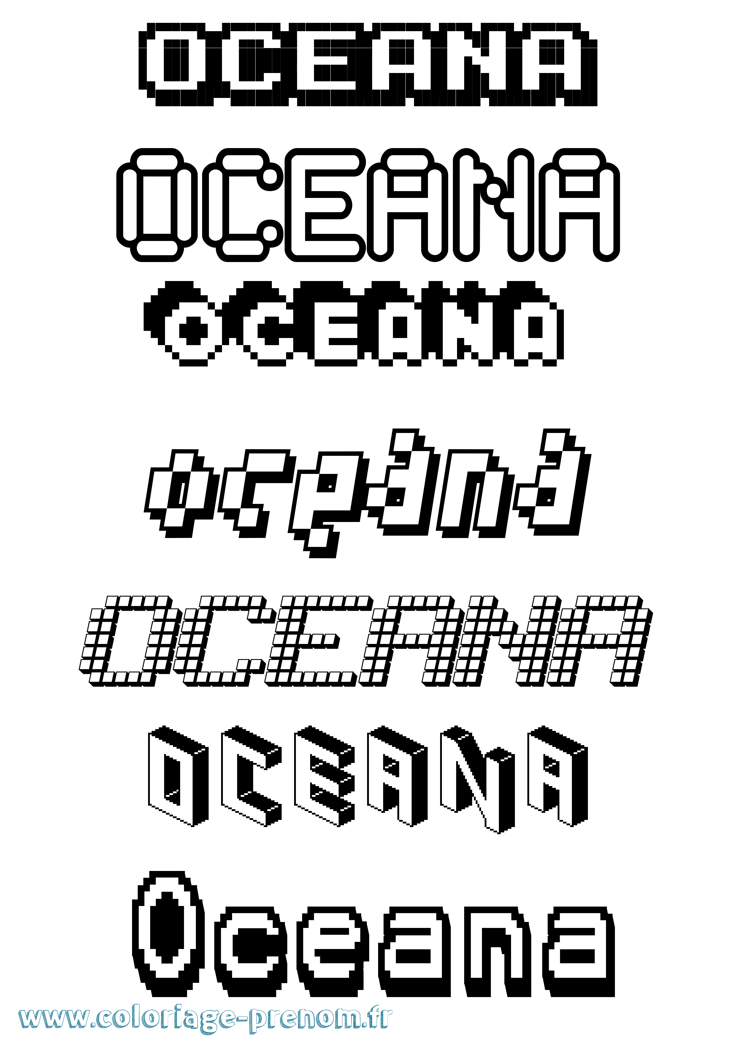 Coloriage Oceana Pixel Coloriage prénom Oceana Pixel