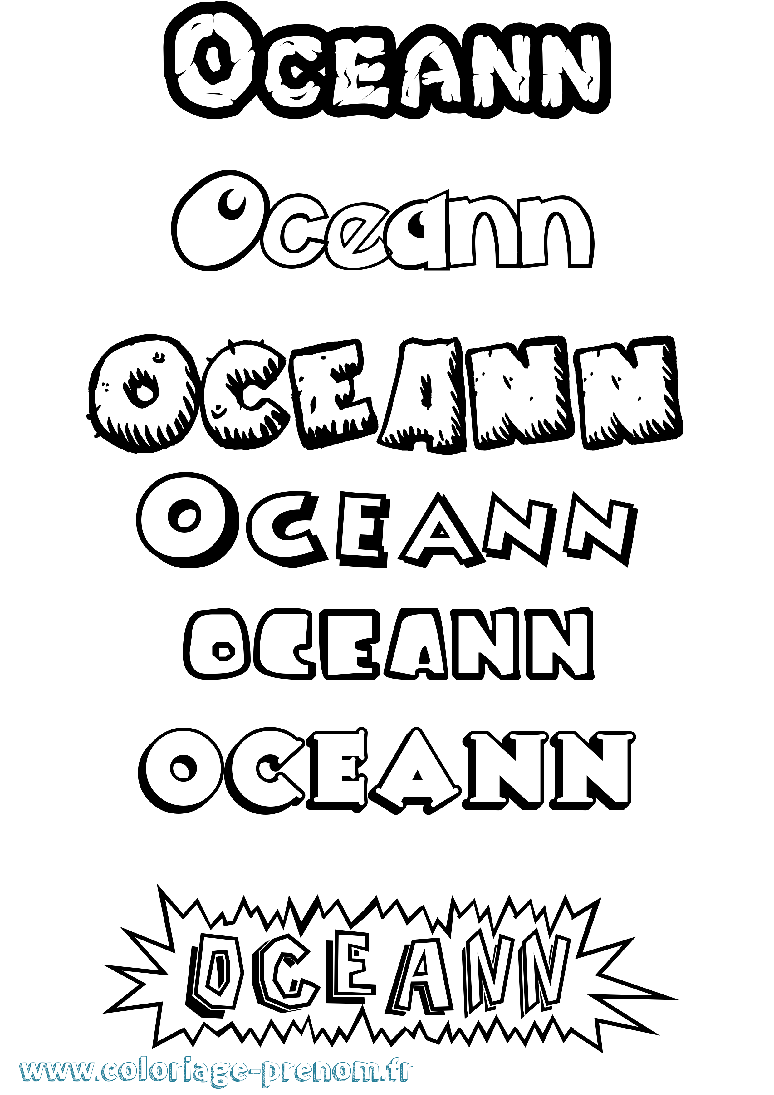 Coloriage Oceann Dessin Animé Coloriage prénom Oceann Dessin Animé