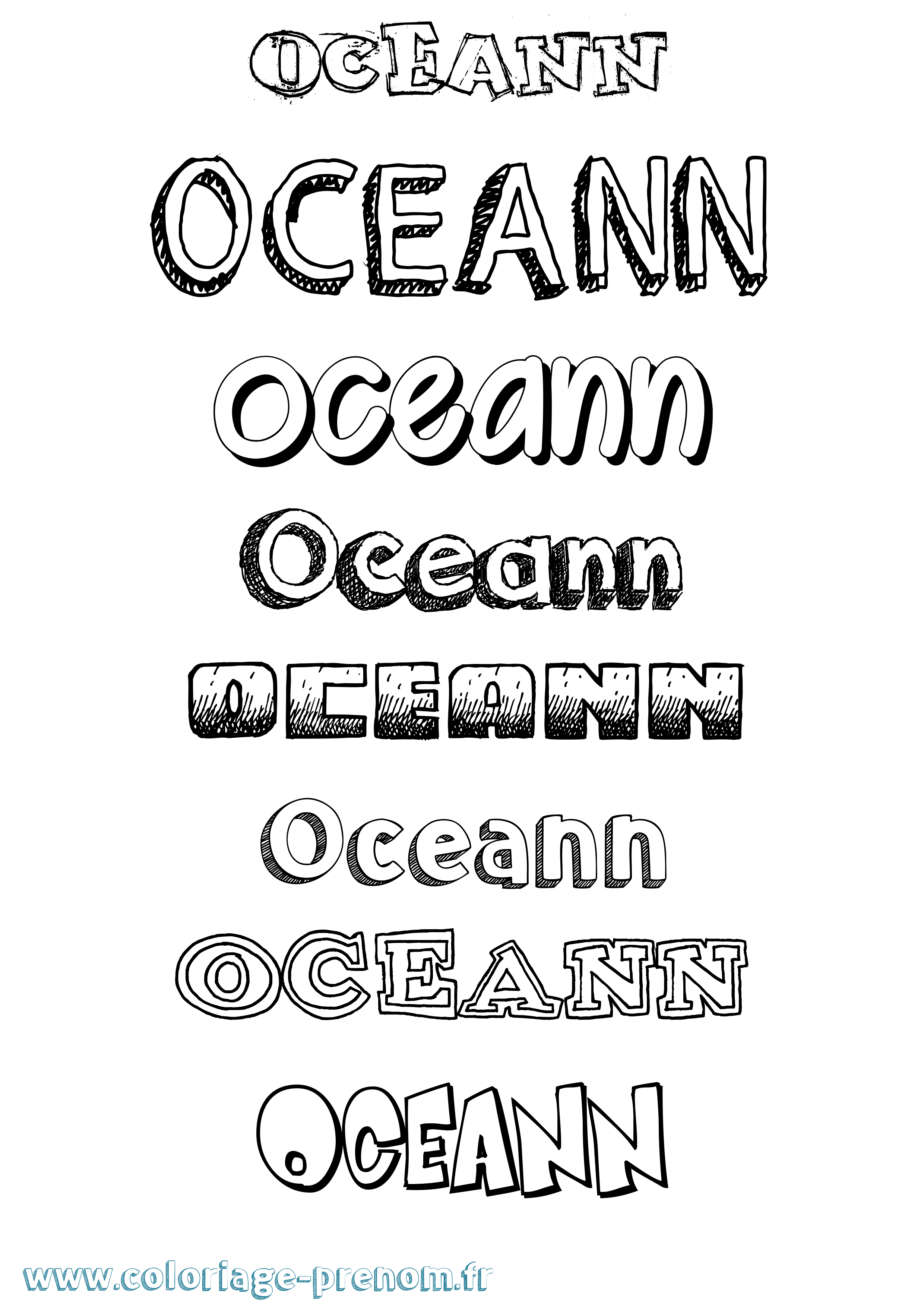 Coloriage Oceann Dessiné Coloriage prénom Oceann Dessiné