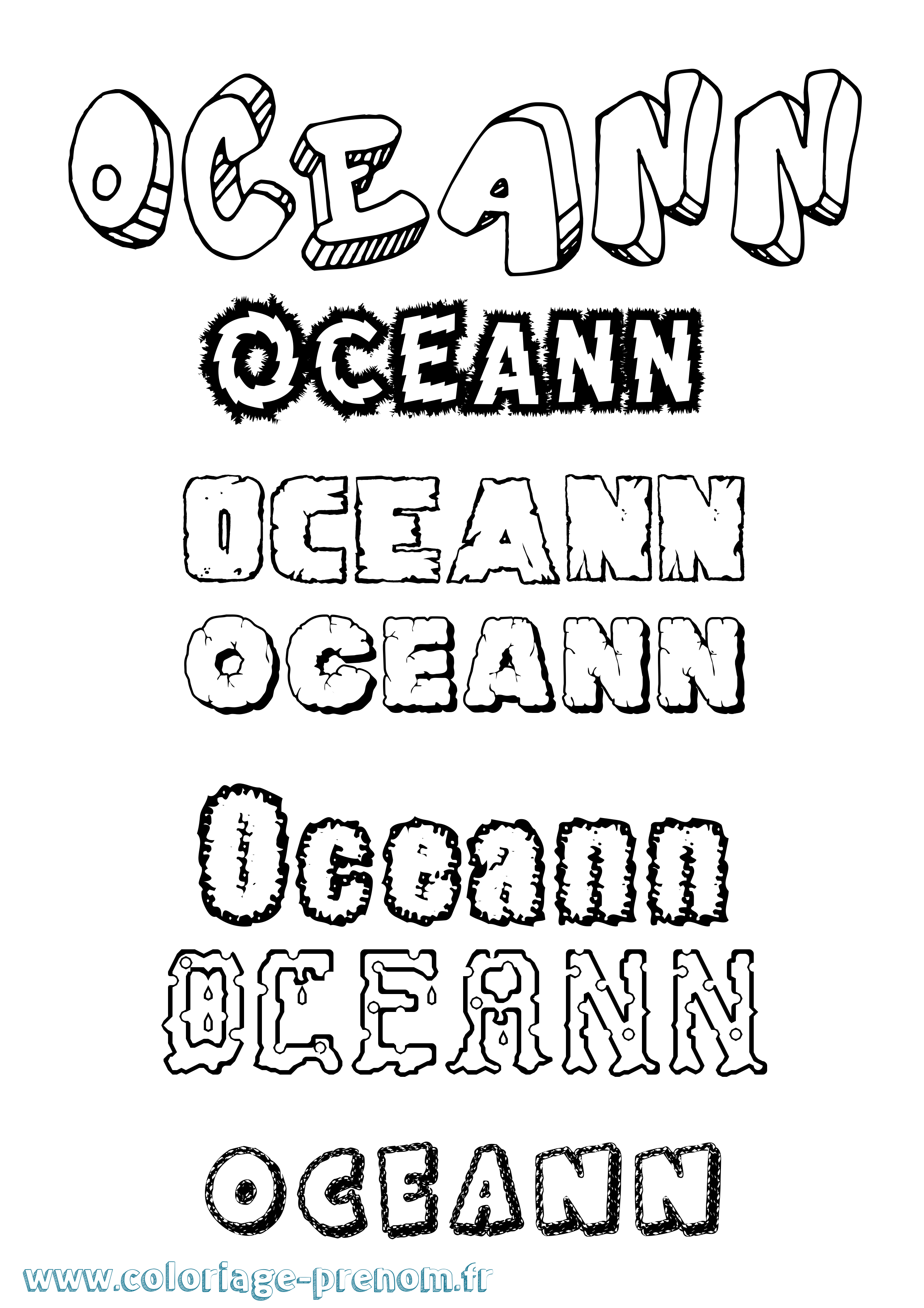 Coloriage Oceann Destructuré Coloriage prénom Oceann Destructuré