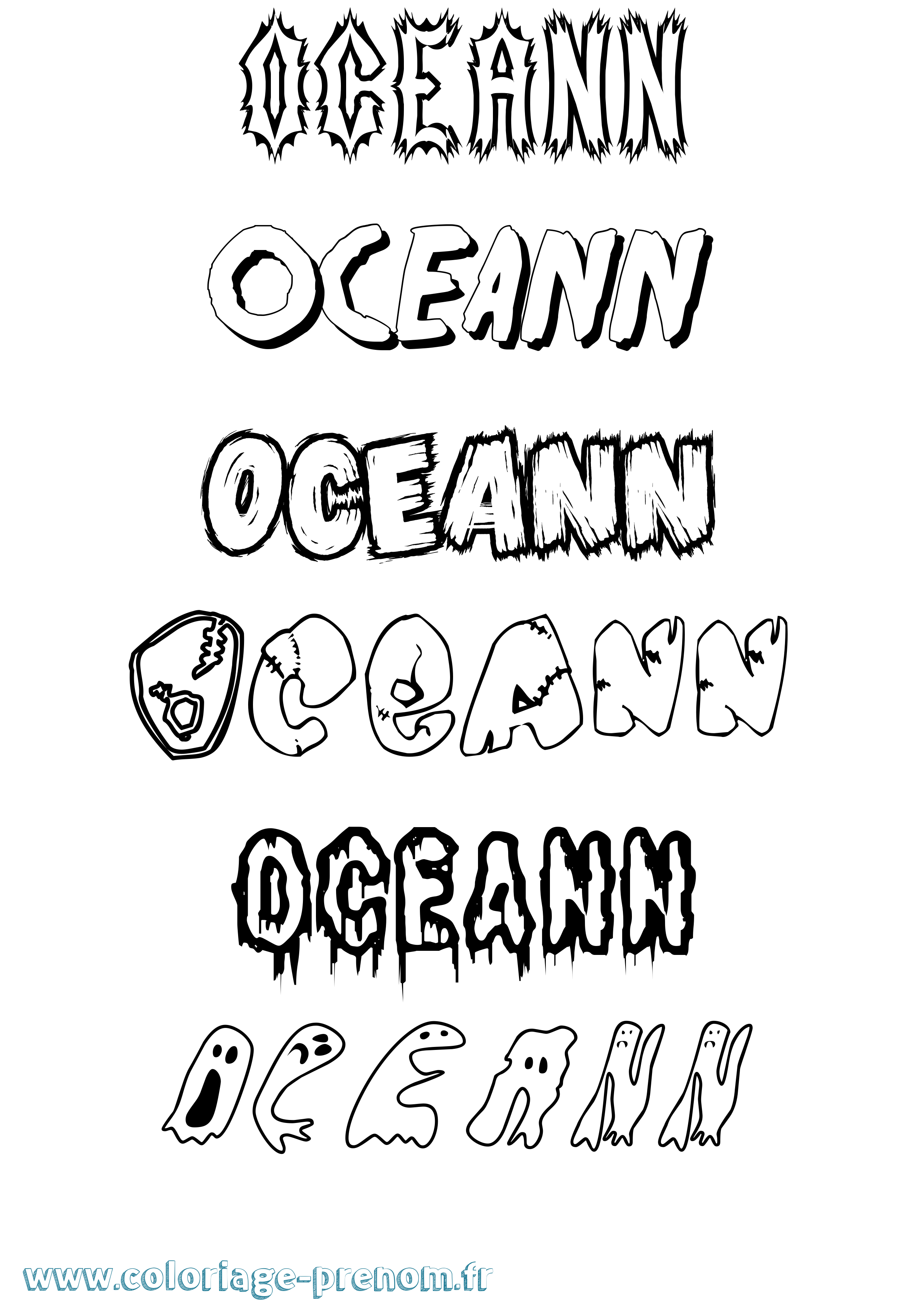 Coloriage Oceann Frisson Coloriage prénom Oceann Frisson