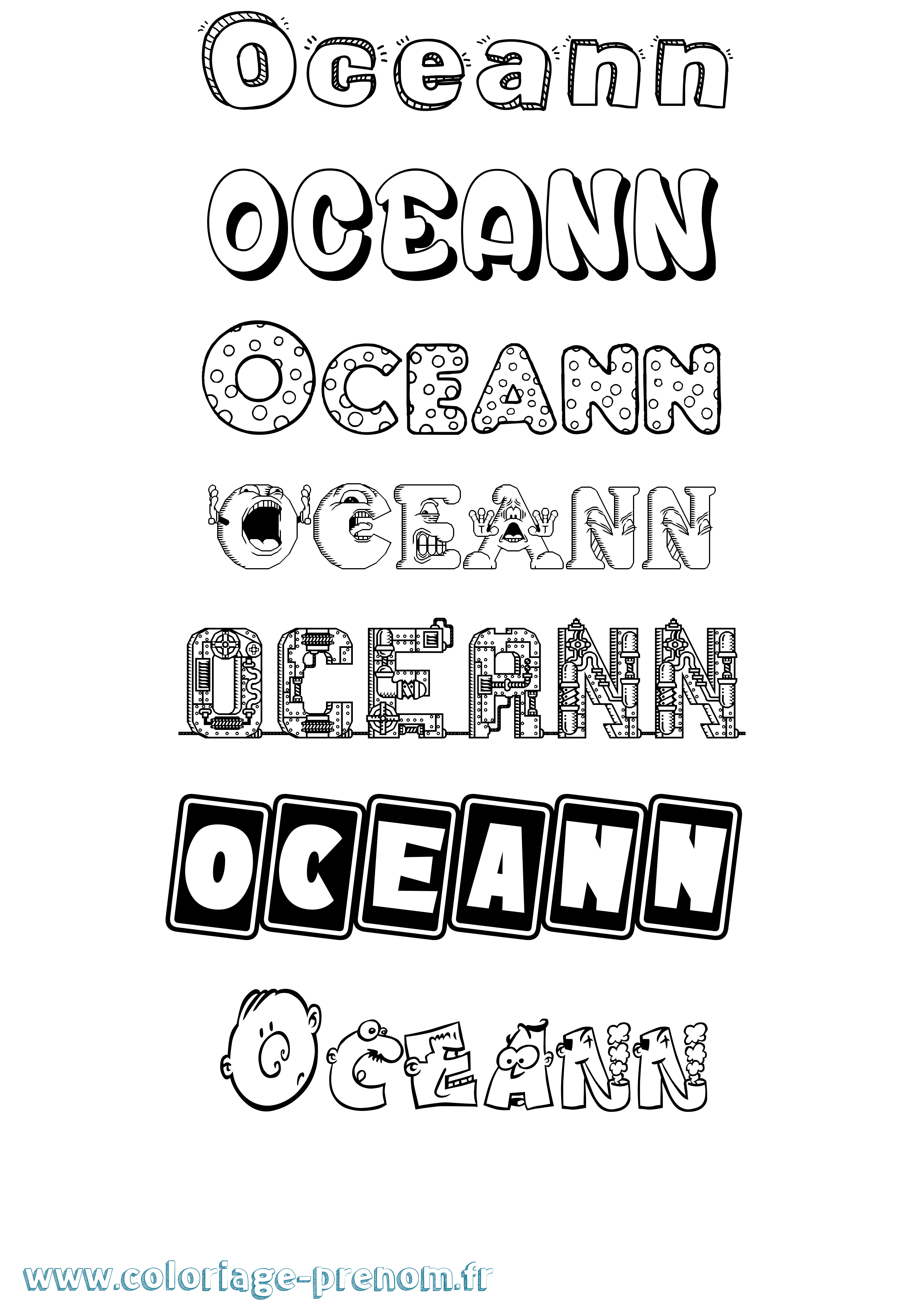Coloriage Oceann Fun Coloriage prénom Oceann Fun