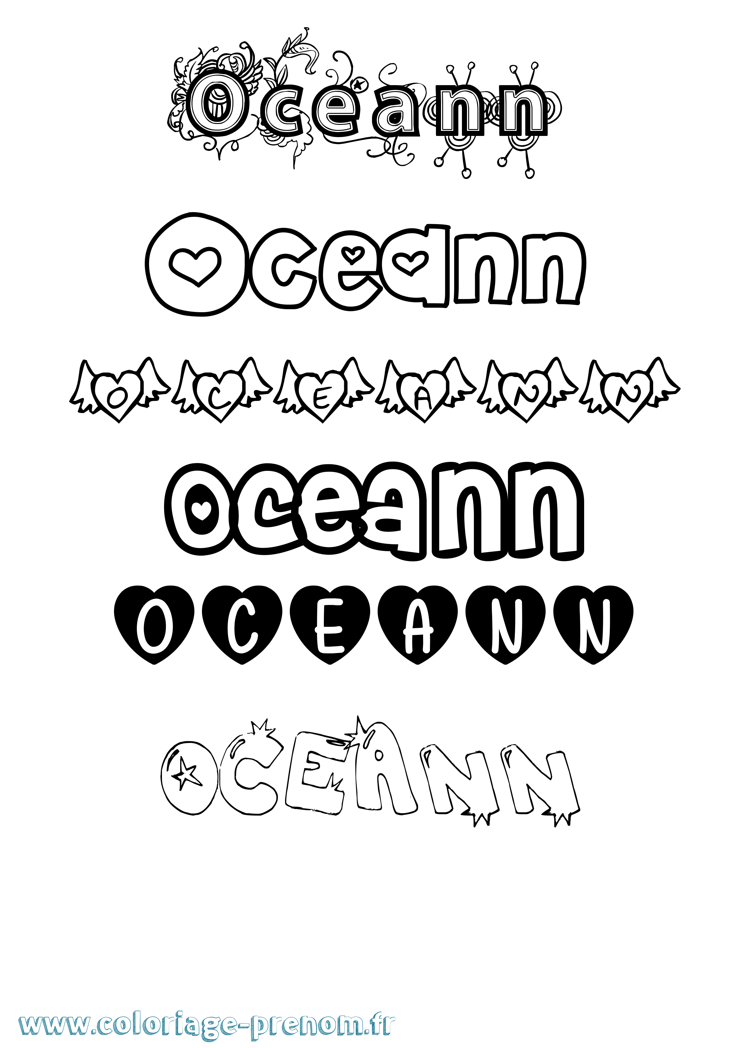 Coloriage Oceann Girly Coloriage prénom Oceann Girly
