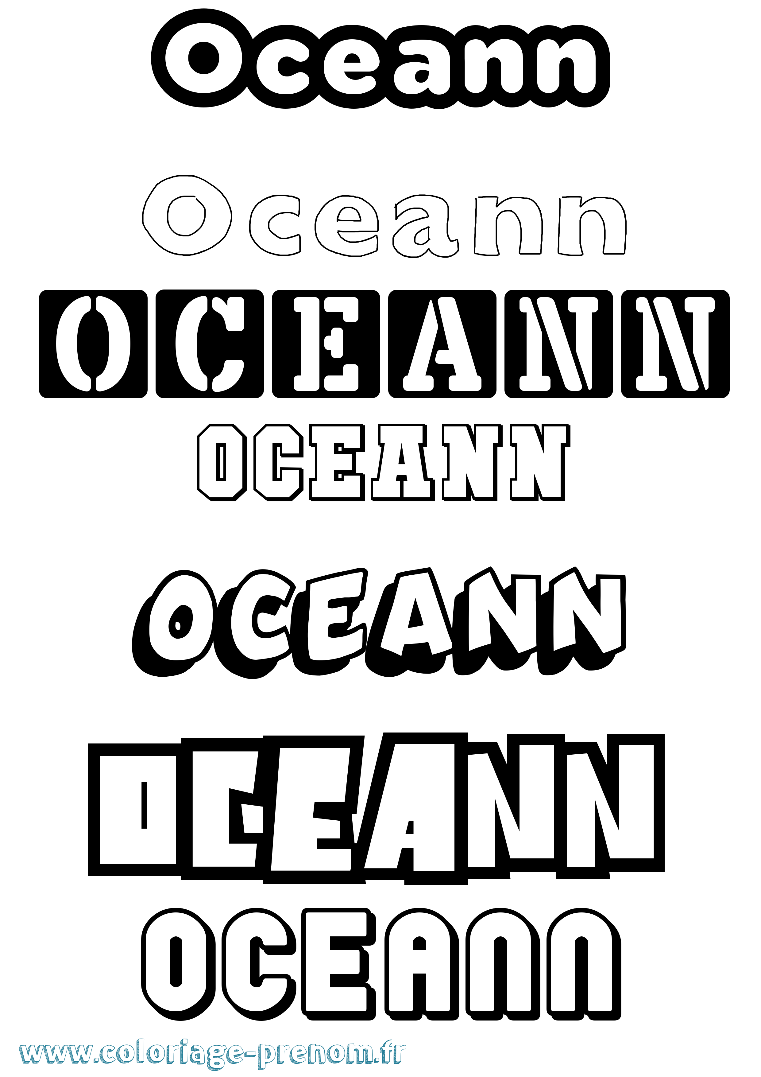 Coloriage Oceann Simple Coloriage prénom Oceann Simple