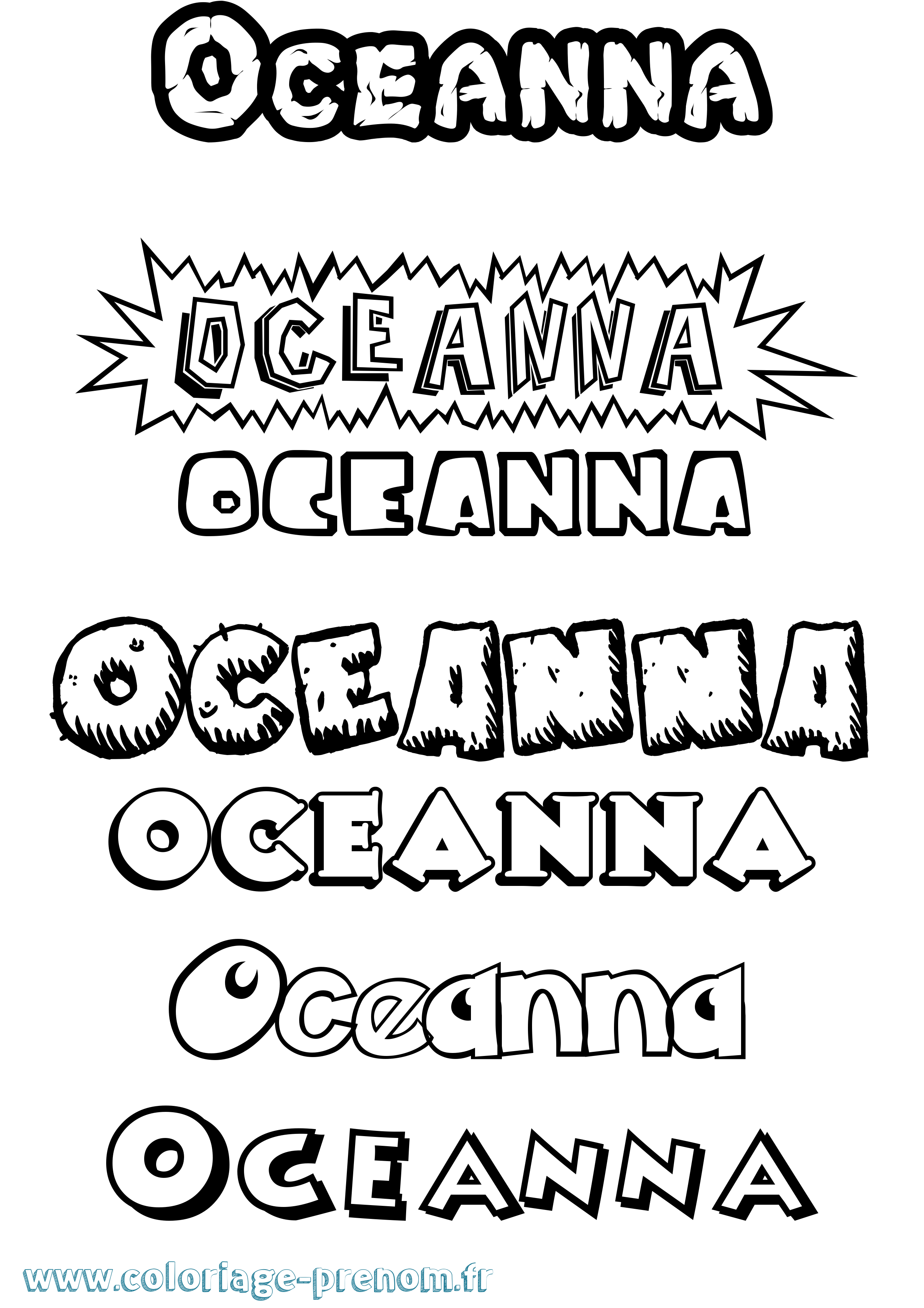 Coloriage Oceanna Dessin Animé Coloriage prénom Oceanna Dessin Animé
