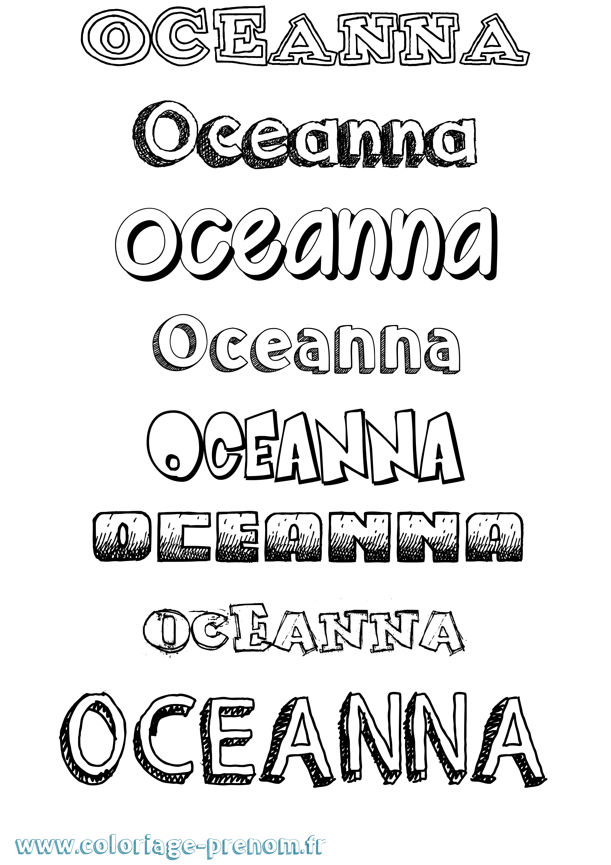 Coloriage Oceanna Dessiné Coloriage prénom Oceanna Dessiné