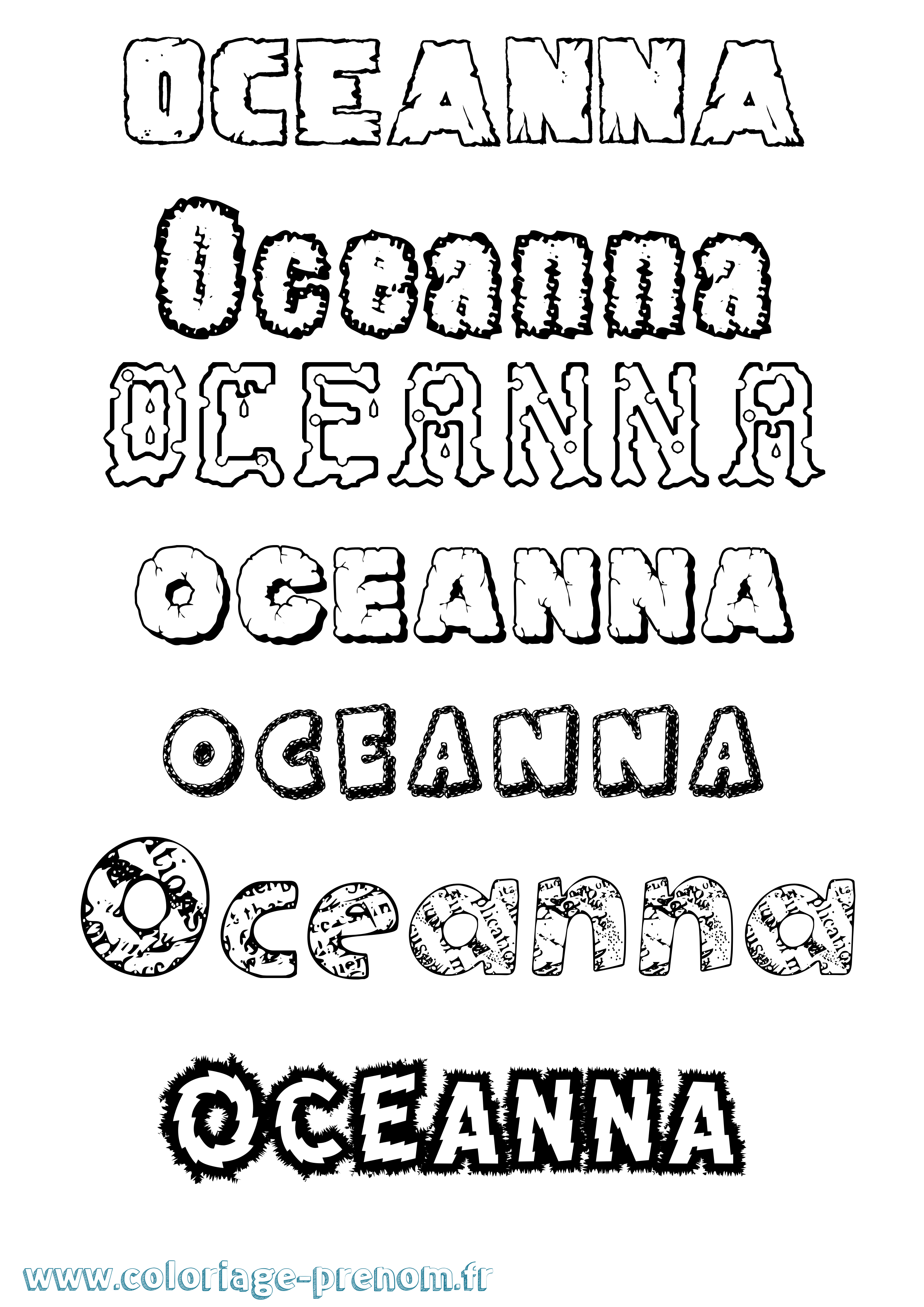 Coloriage Oceanna Destructuré Coloriage prénom Oceanna Destructuré