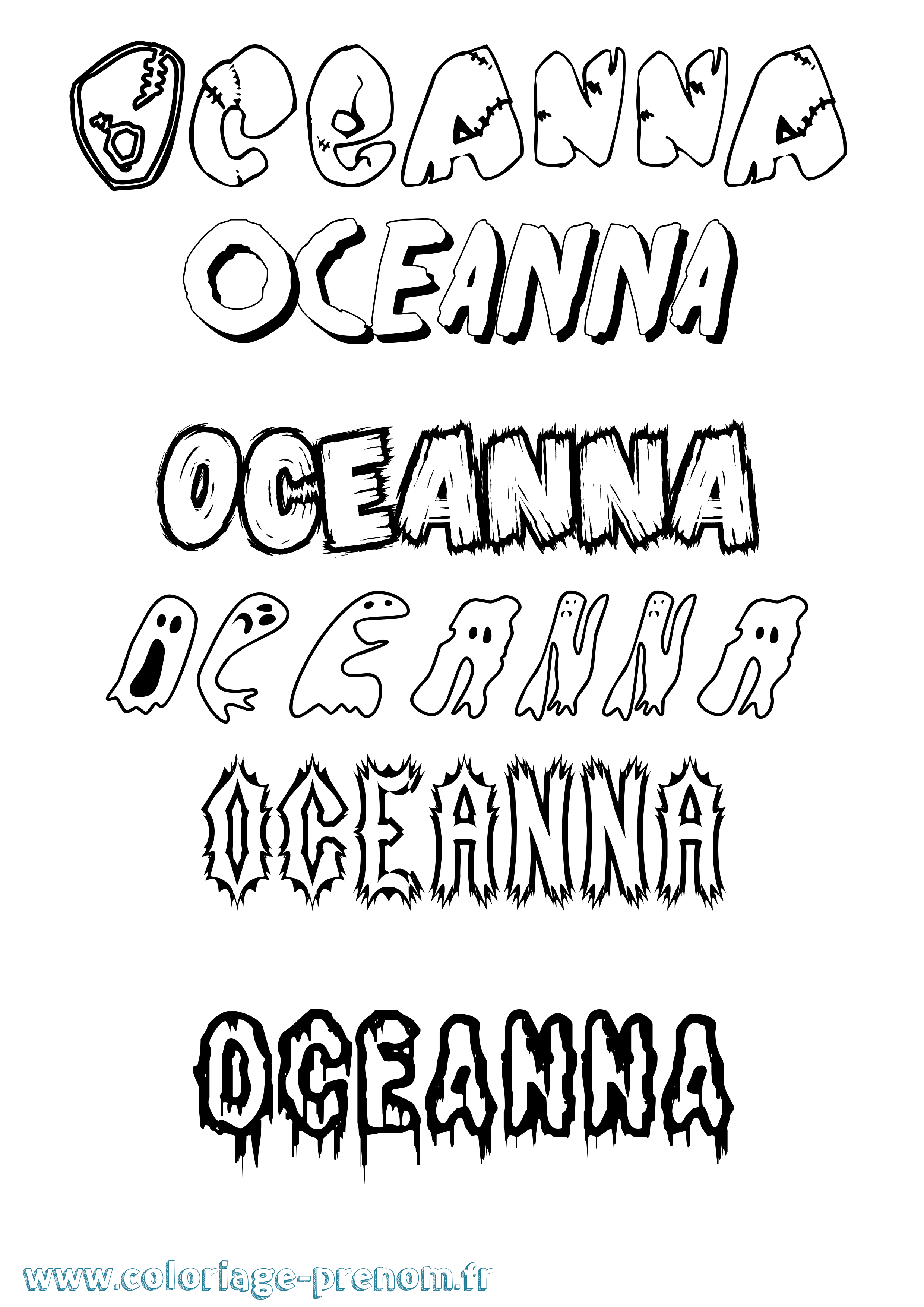 Coloriage Oceanna Frisson Coloriage prénom Oceanna Frisson