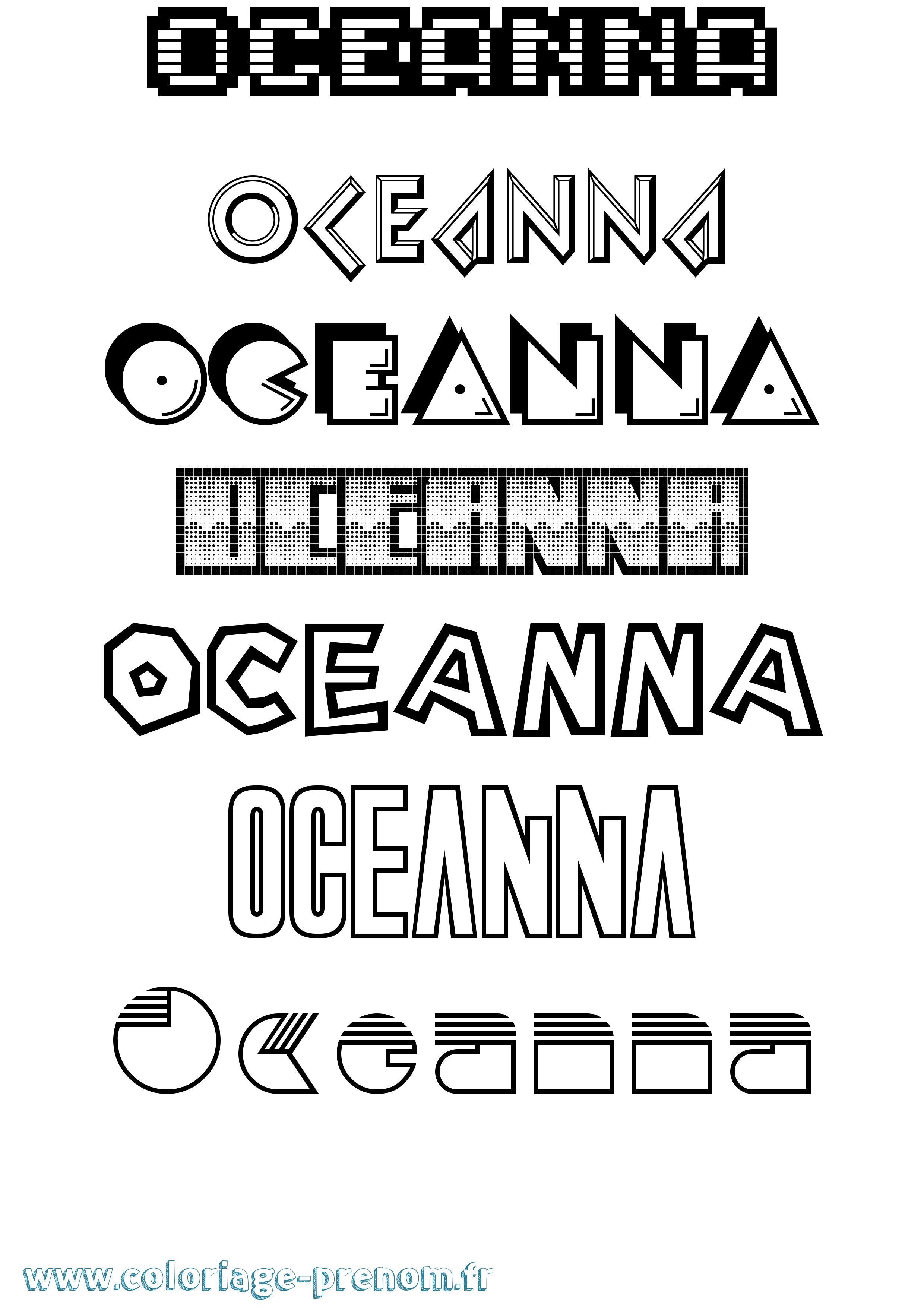 Coloriage Oceanna Jeux Vidéos Coloriage prénom Oceanna Jeux Vidéos