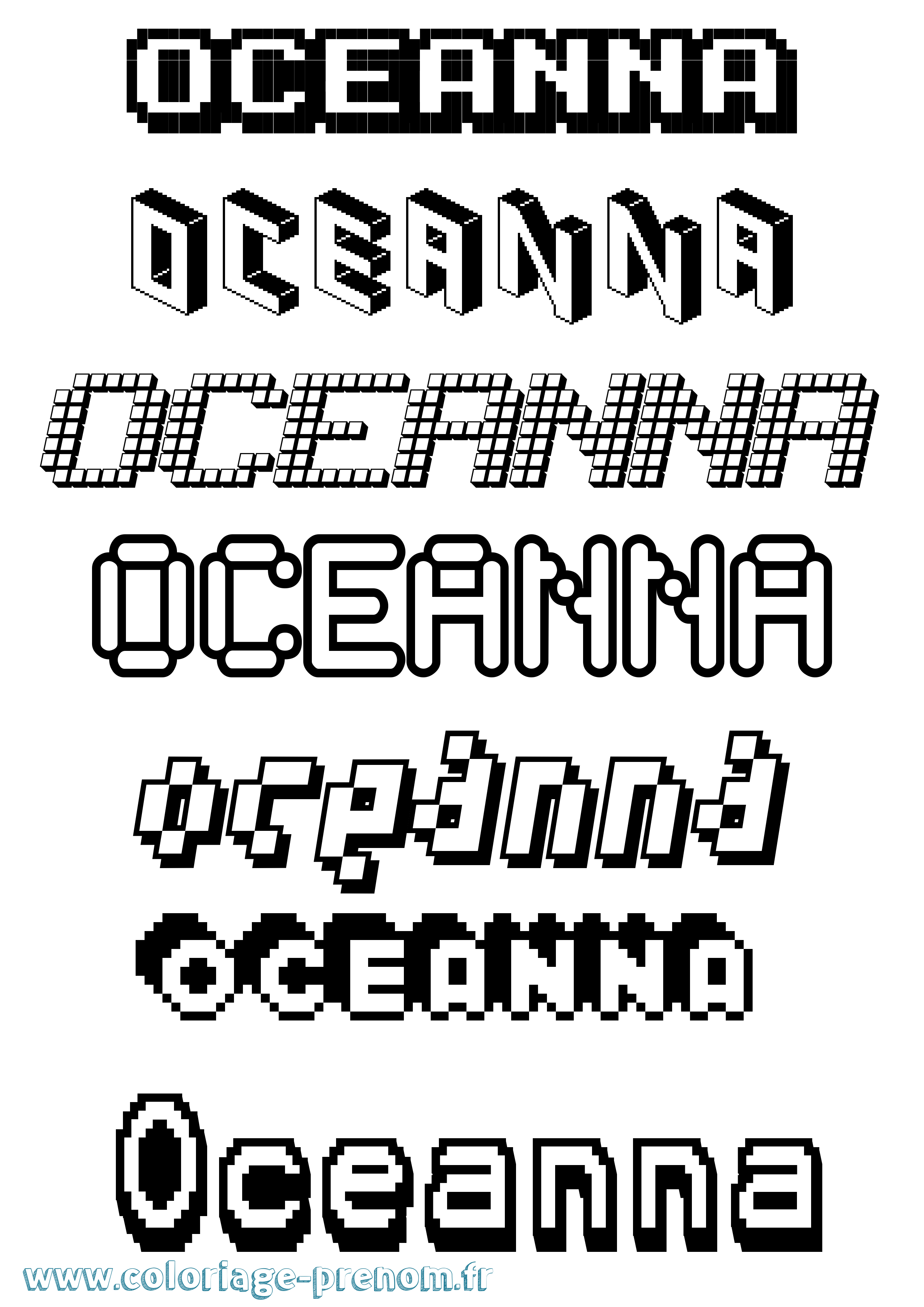 Coloriage Oceanna Pixel Coloriage prénom Oceanna Pixel