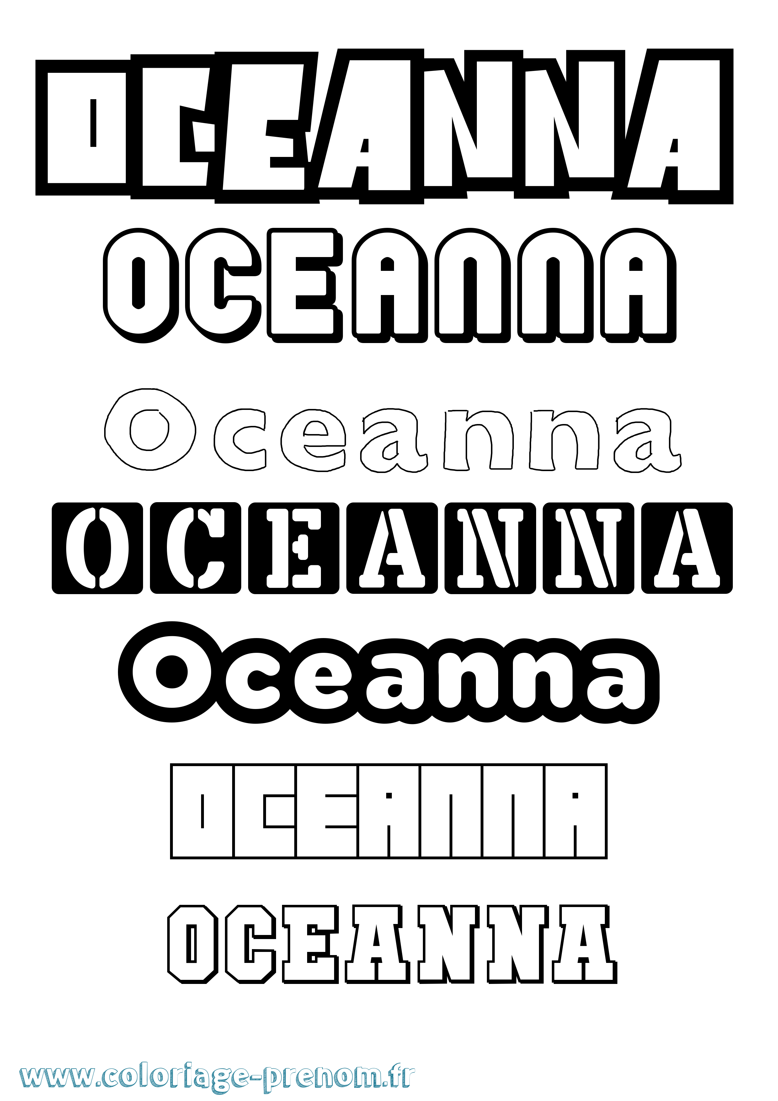 Coloriage Oceanna Simple Coloriage prénom Oceanna Simple
