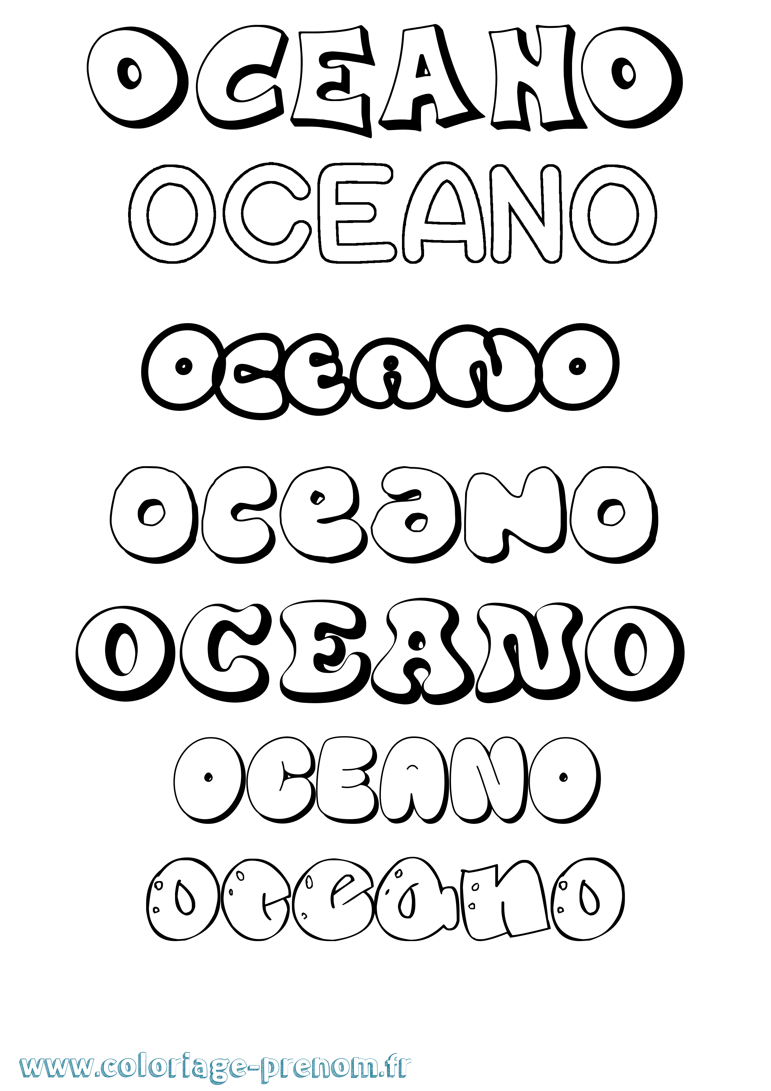 Coloriage Oceano Bubble Coloriage prénom Oceano Bubble