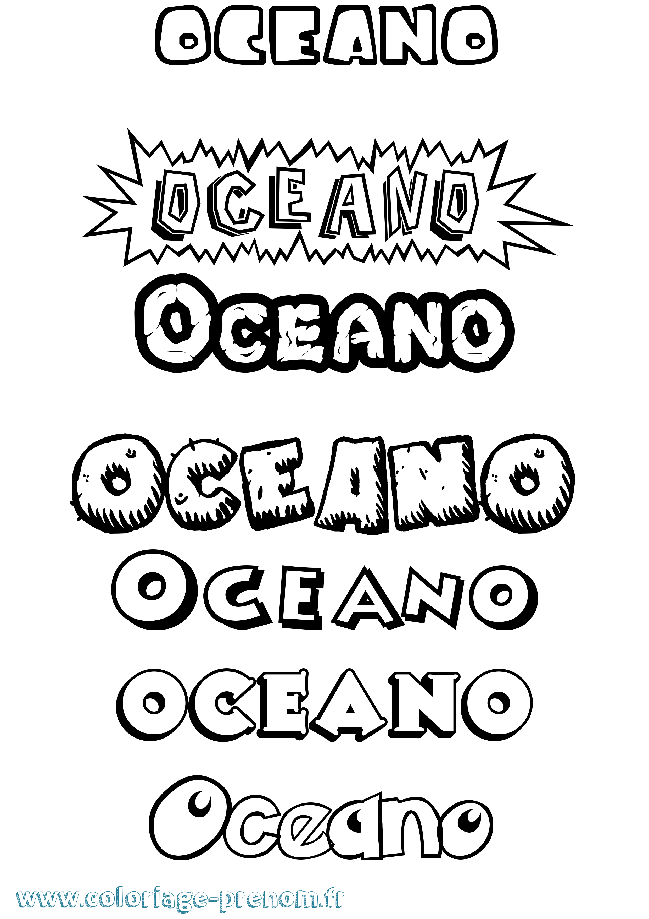 Coloriage Oceano Dessin Animé Coloriage prénom Oceano Dessin Animé