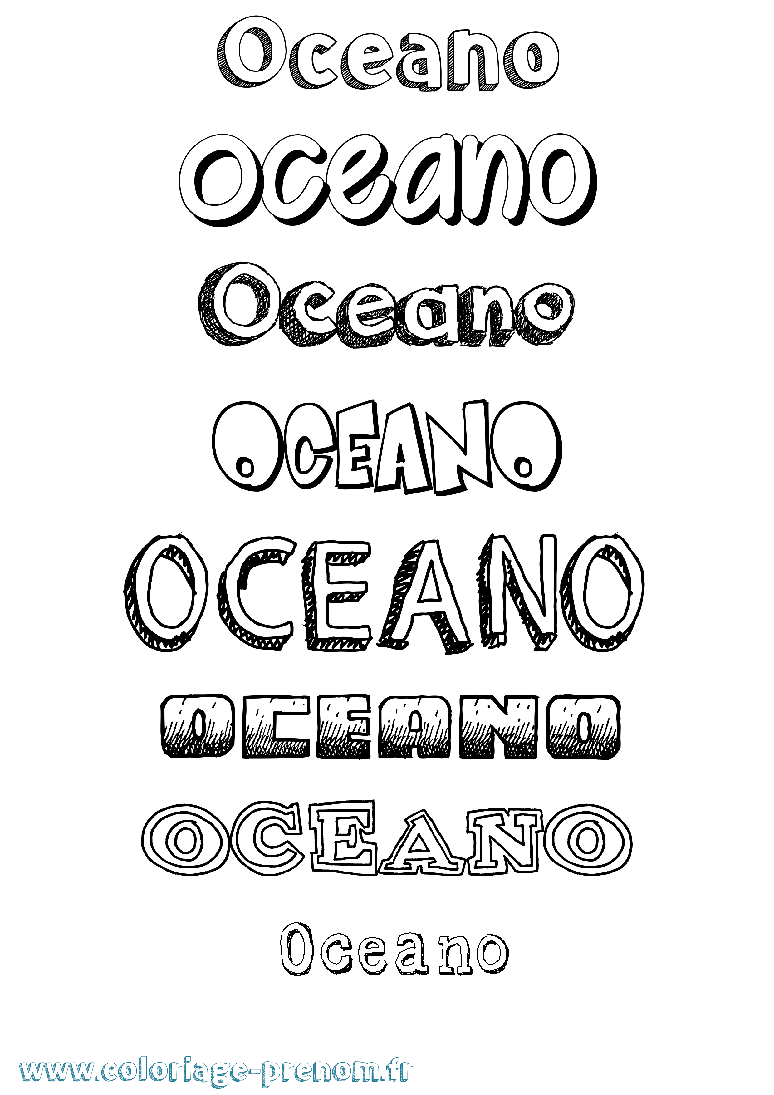 Coloriage Oceano Dessiné Coloriage prénom Oceano Dessiné