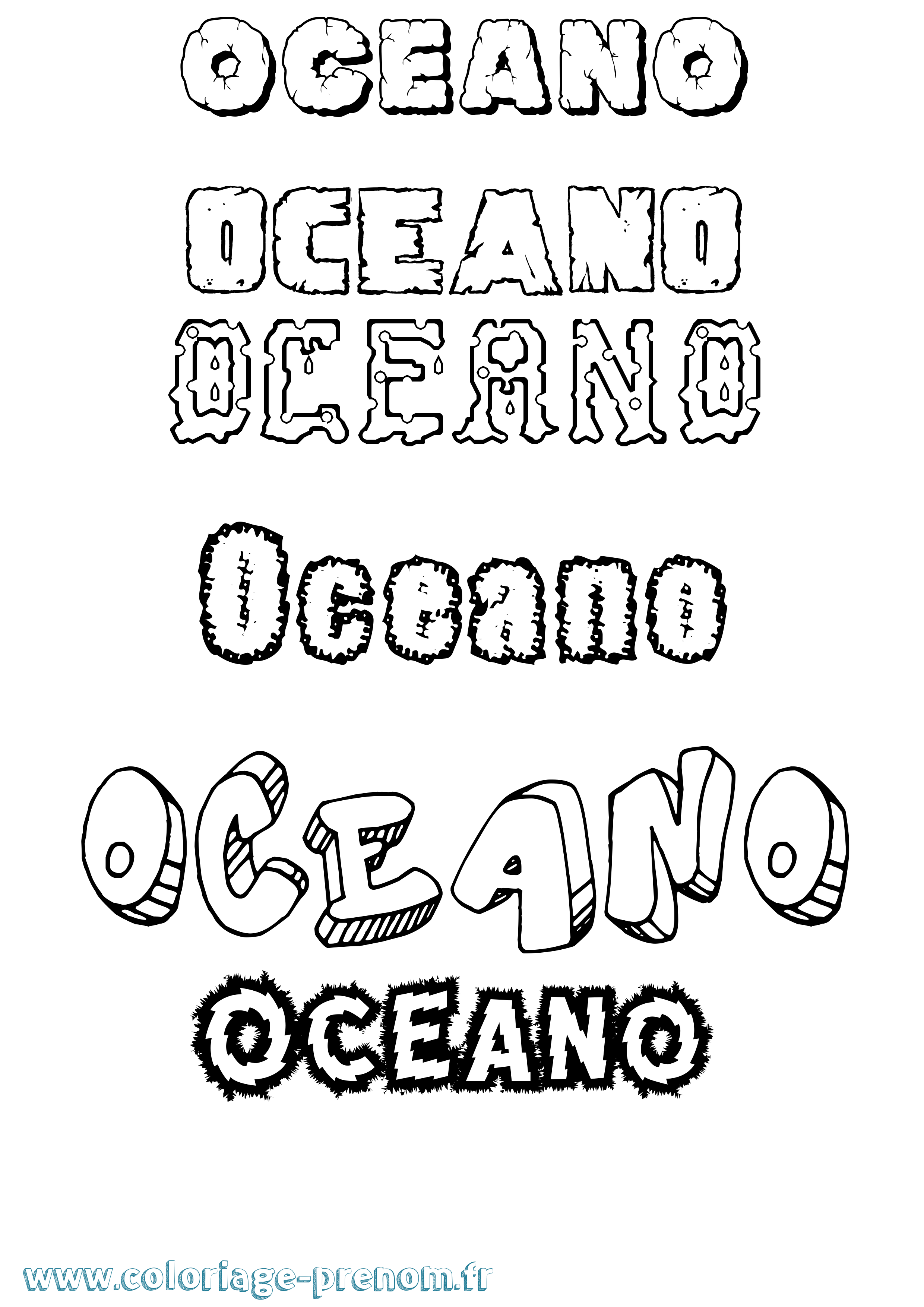 Coloriage Oceano Destructuré Coloriage prénom Oceano Destructuré