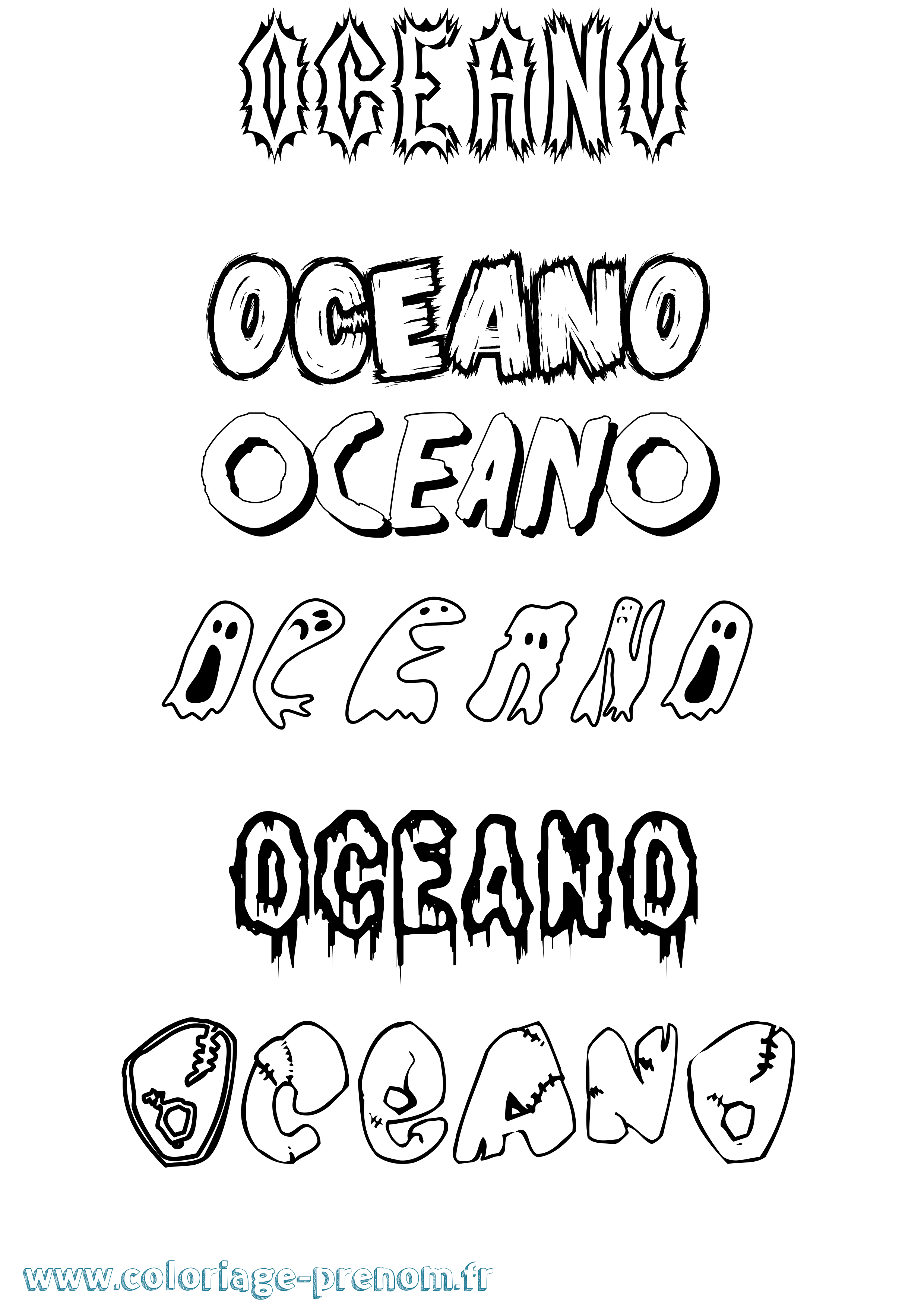 Coloriage Oceano Frisson Coloriage prénom Oceano Frisson