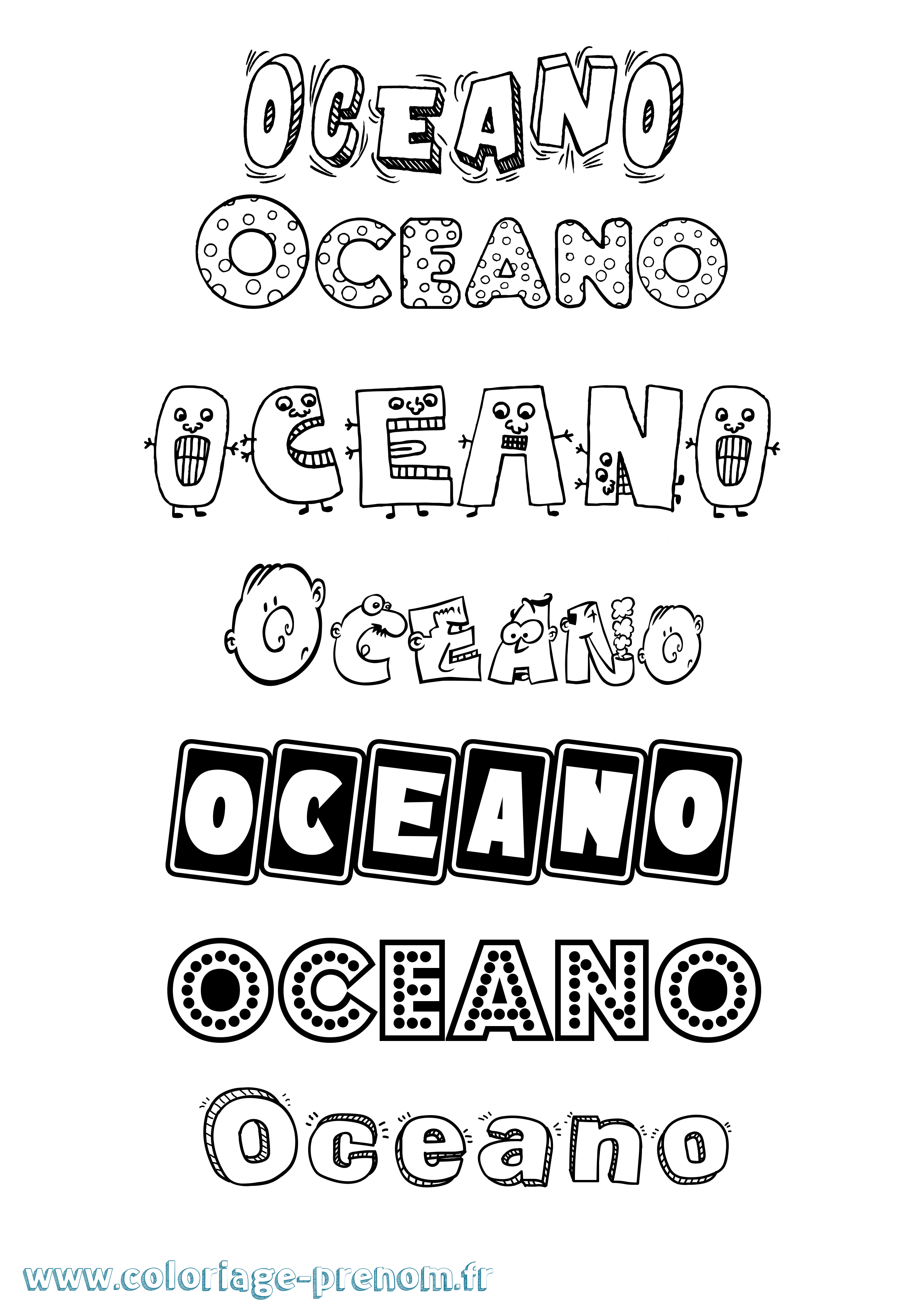 Coloriage Oceano Fun Coloriage prénom Oceano Fun