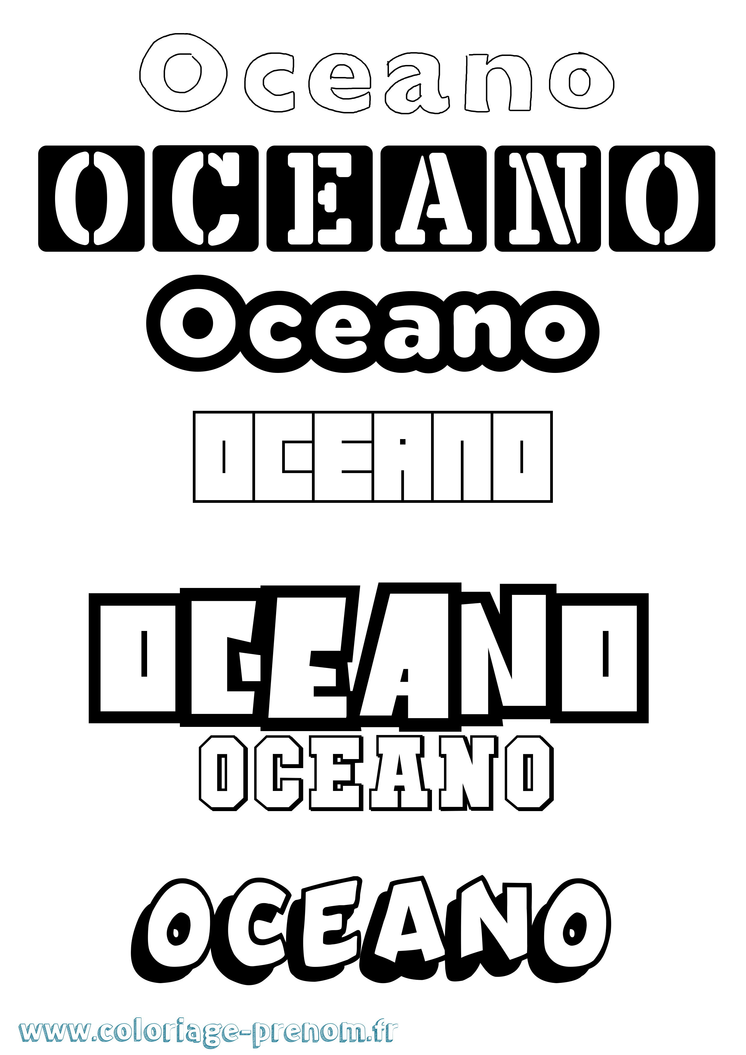Coloriage Oceano Simple Coloriage prénom Oceano Simple