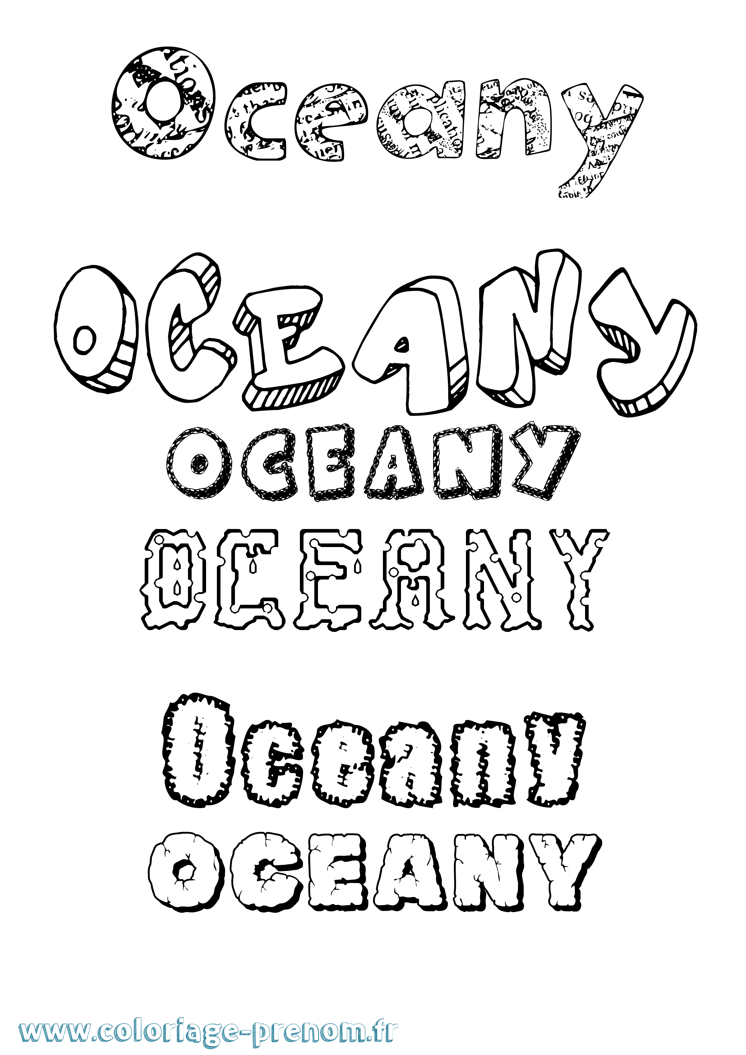 Coloriage Oceany Destructuré Coloriage prénom Oceany Destructuré