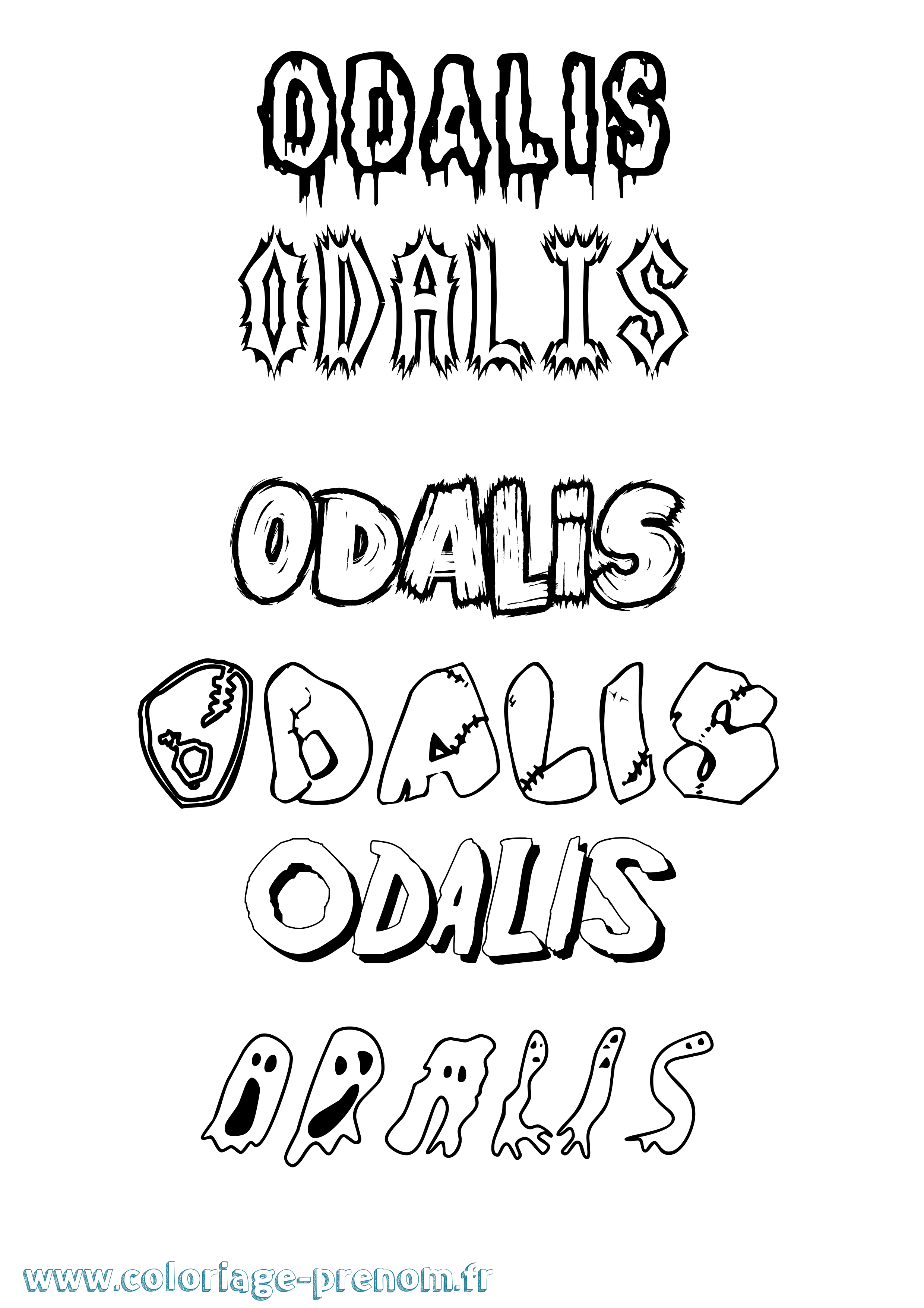 Coloriage Odalis Frisson Coloriage prénom Odalis Frisson