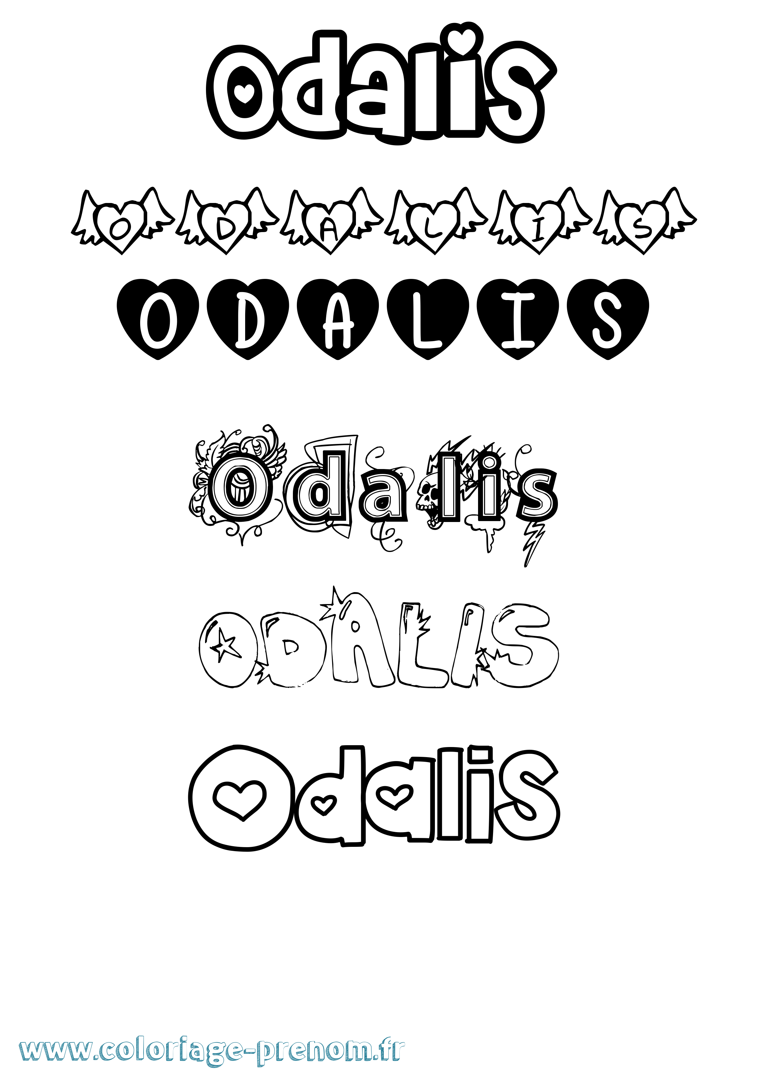 Coloriage Odalis Girly Coloriage prénom Odalis Girly
