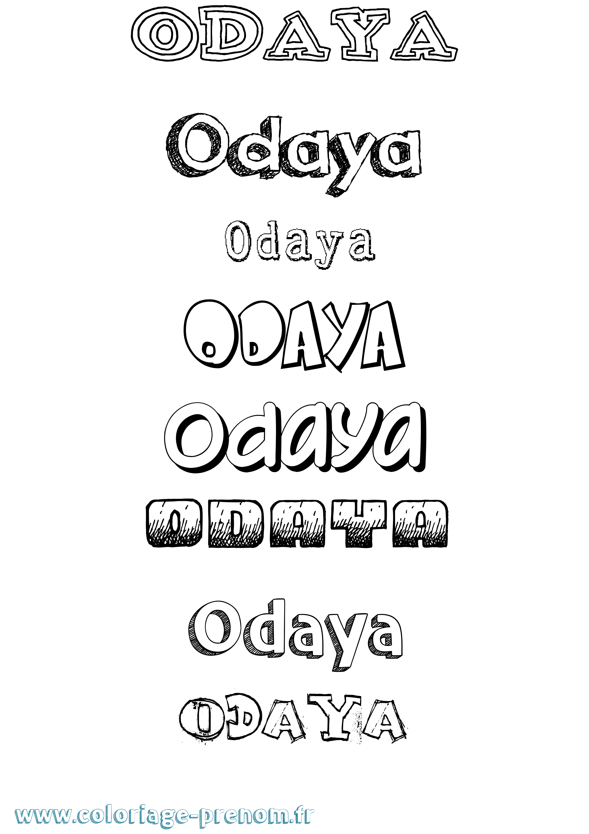 Coloriage Odaya Dessiné Coloriage prénom Odaya Dessiné