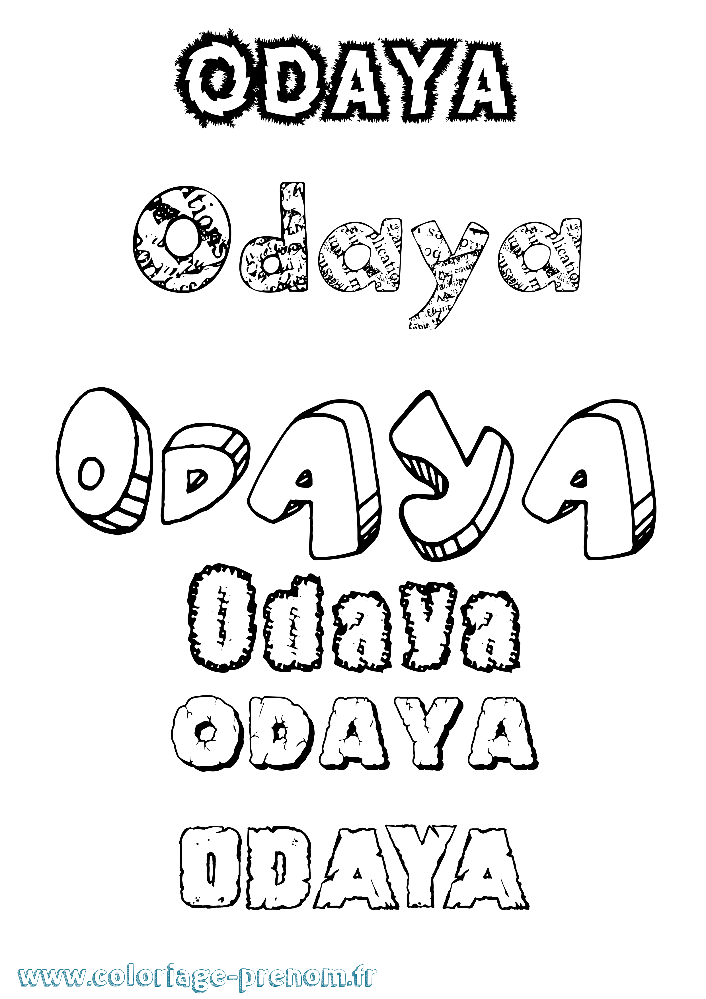 Coloriage Odaya Destructuré Coloriage prénom Odaya Destructuré