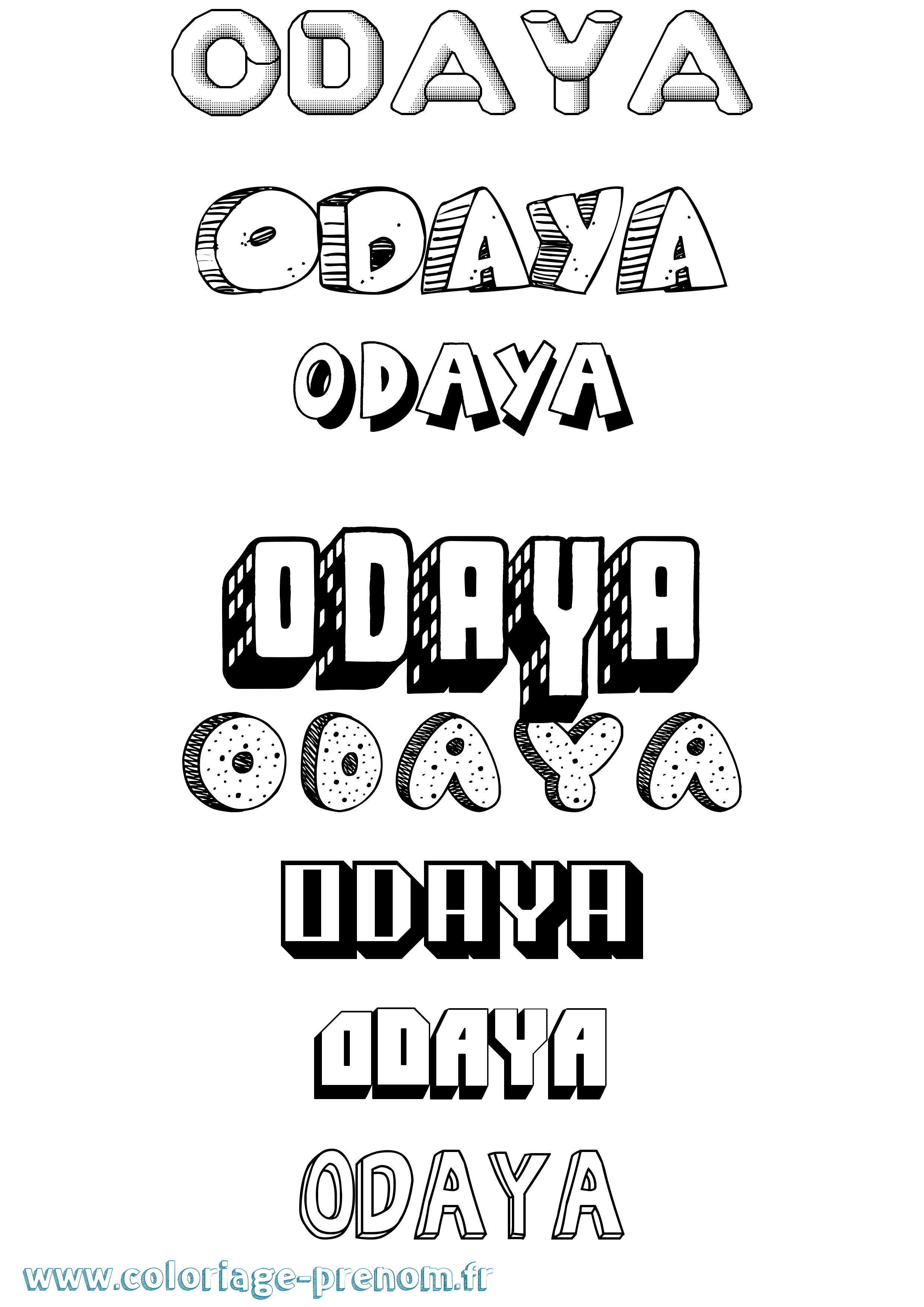 Coloriage Odaya Effet 3D Coloriage prénom Odaya Effet 3D