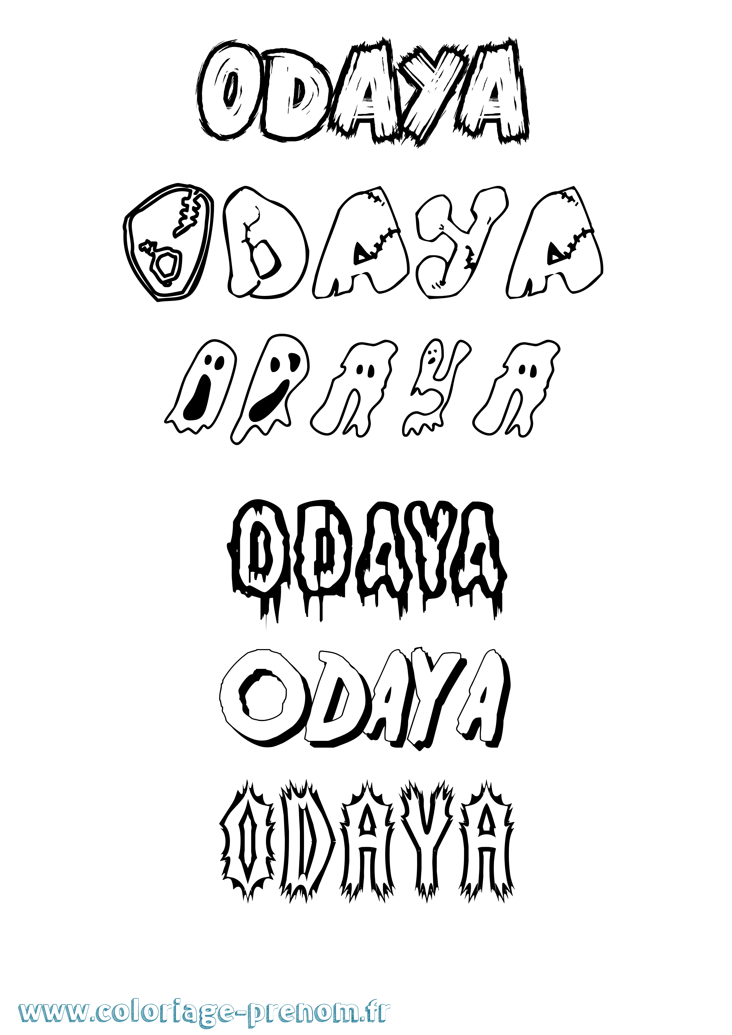 Coloriage Odaya Frisson Coloriage prénom Odaya Frisson