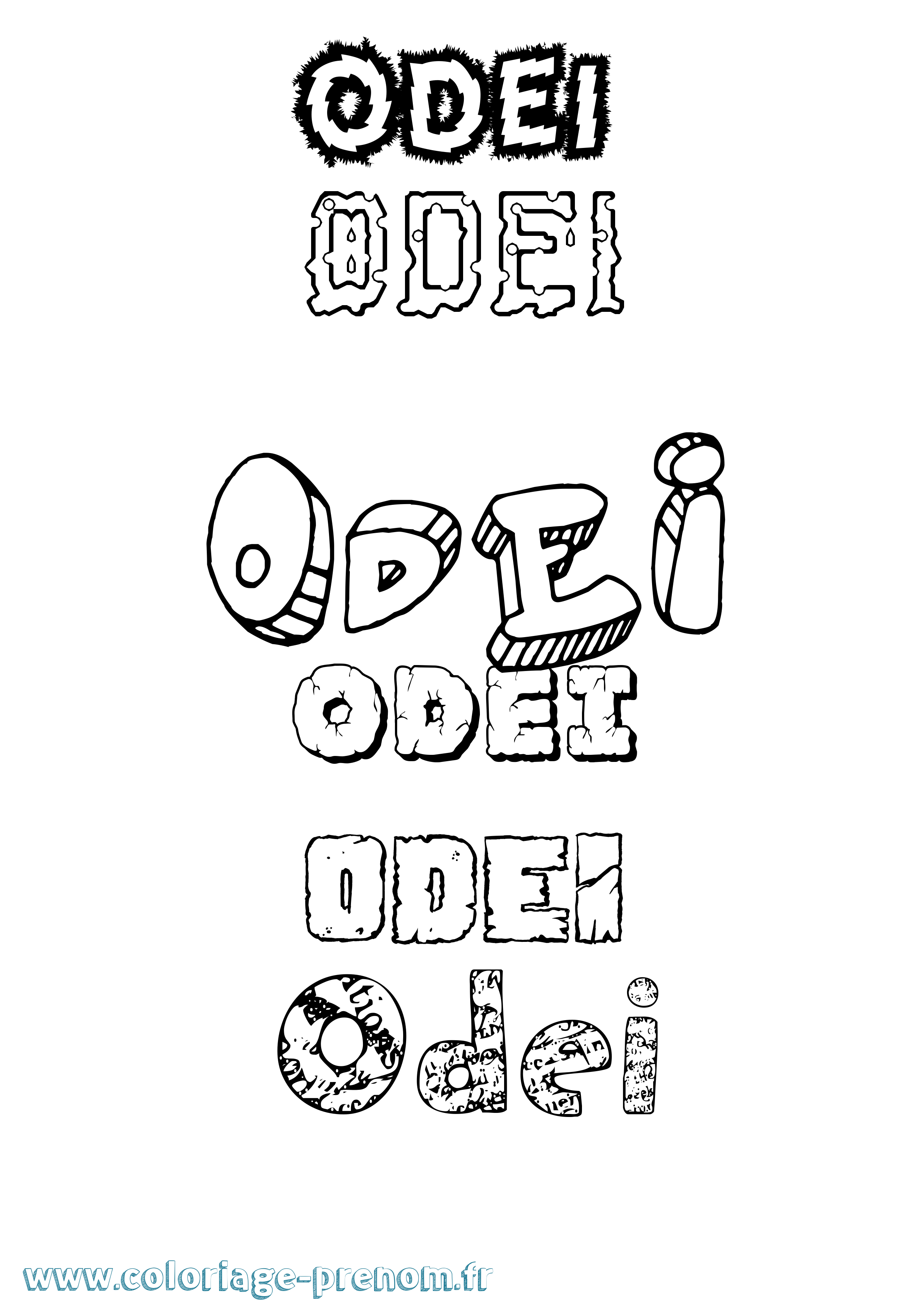Coloriage Odei Destructuré Coloriage prénom Odei Destructuré