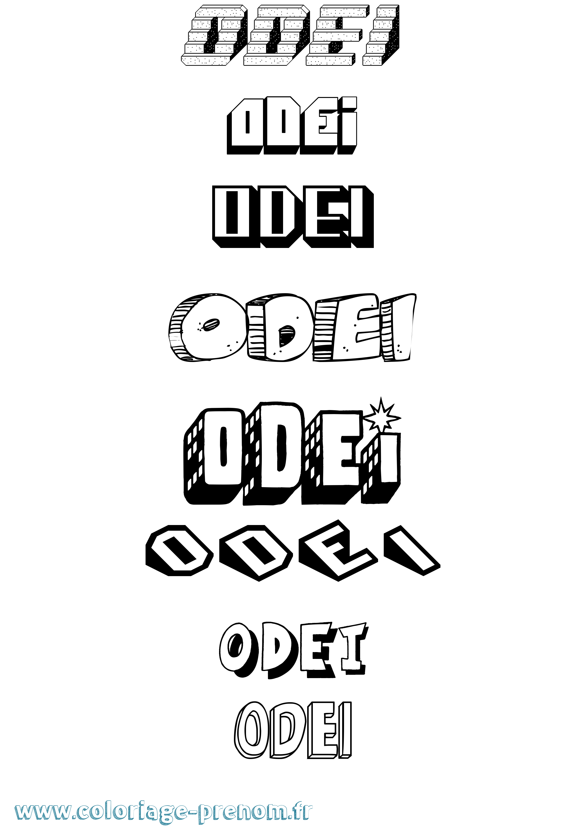 Coloriage Odei Effet 3D Coloriage prénom Odei Effet 3D