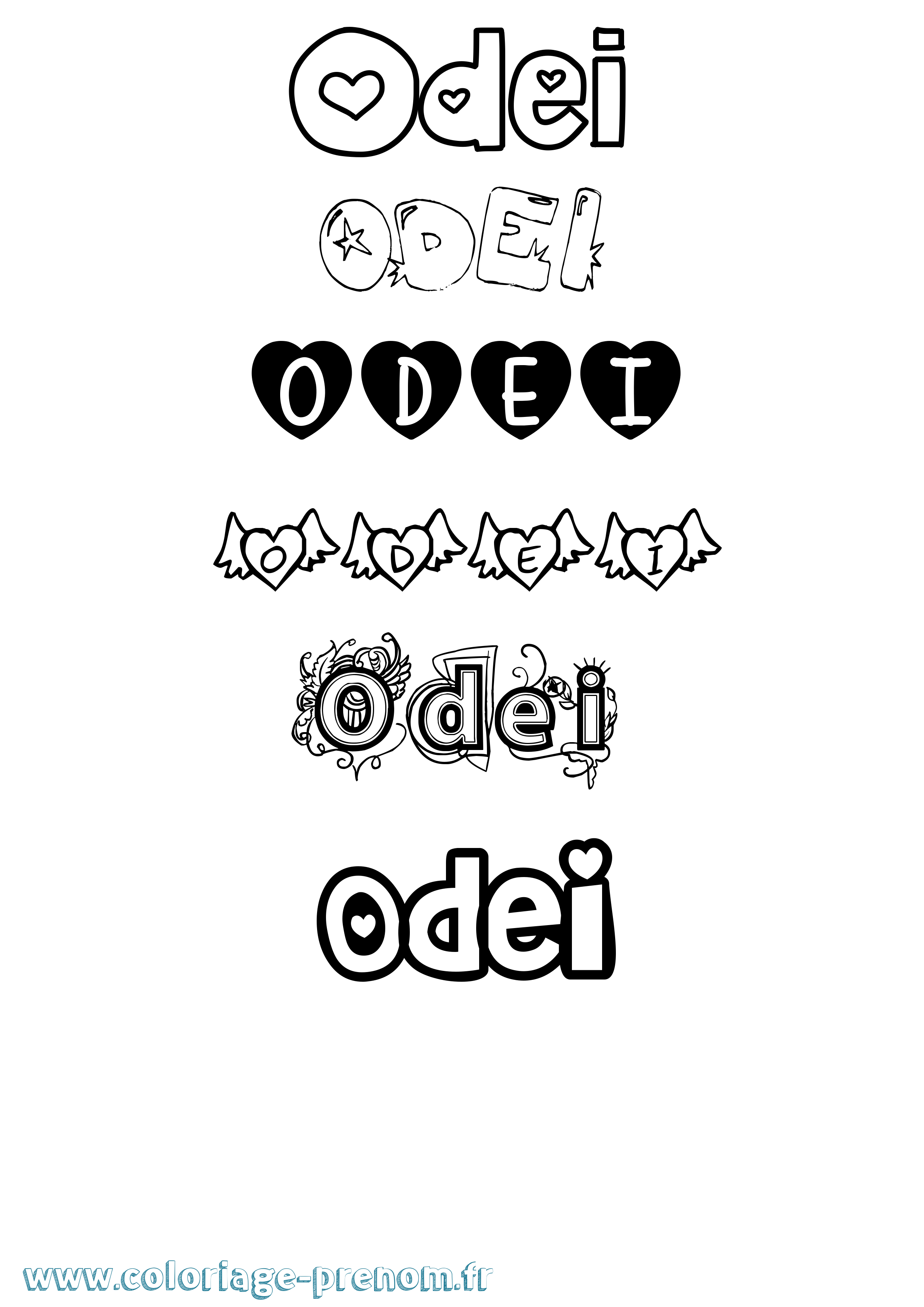 Coloriage Odei Girly Coloriage prénom Odei Girly