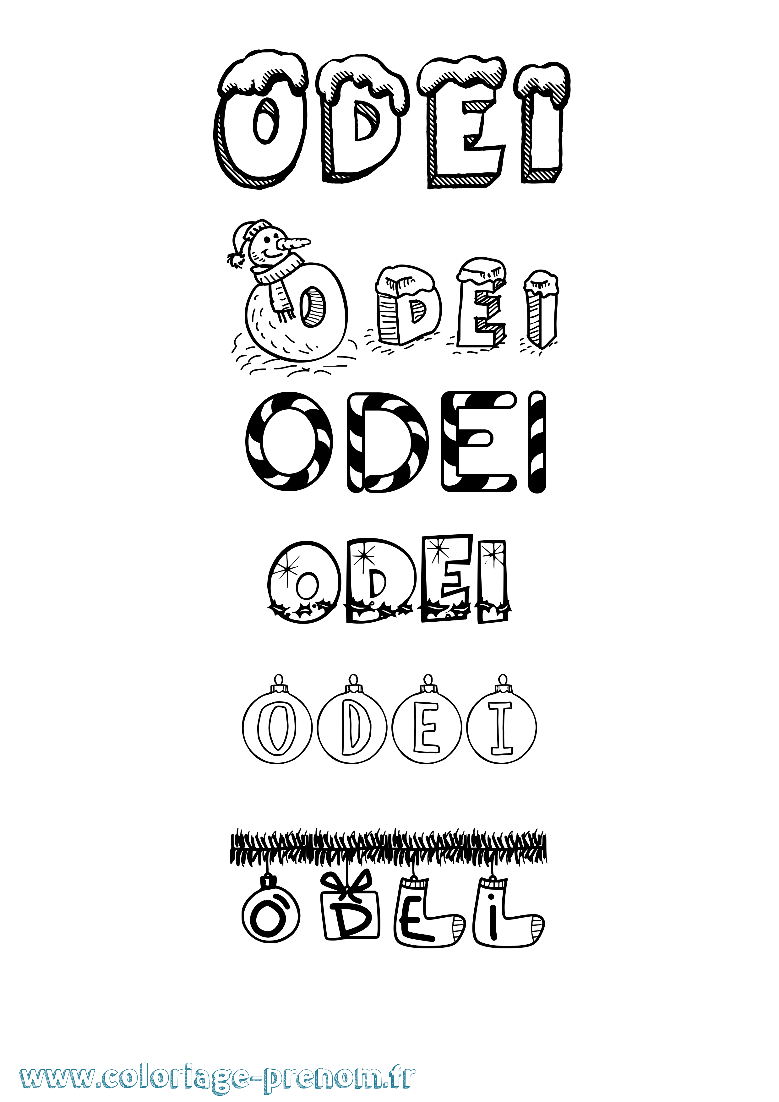 Coloriage Odei Noël Coloriage prénom Odei Noël
