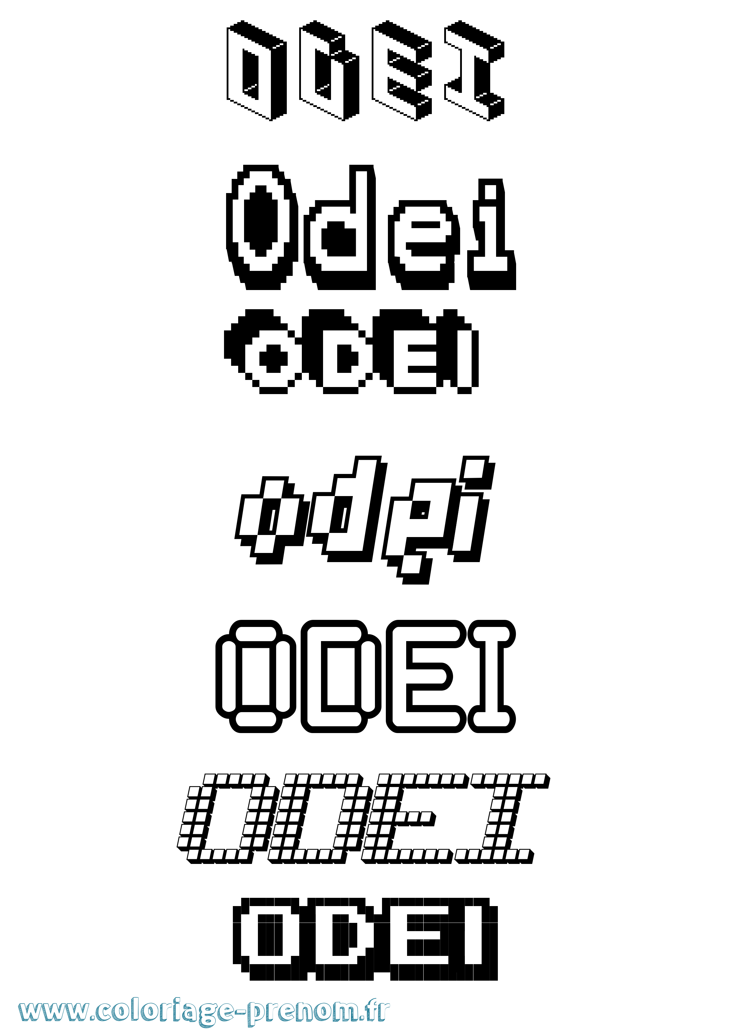 Coloriage Odei Pixel Coloriage prénom Odei Pixel