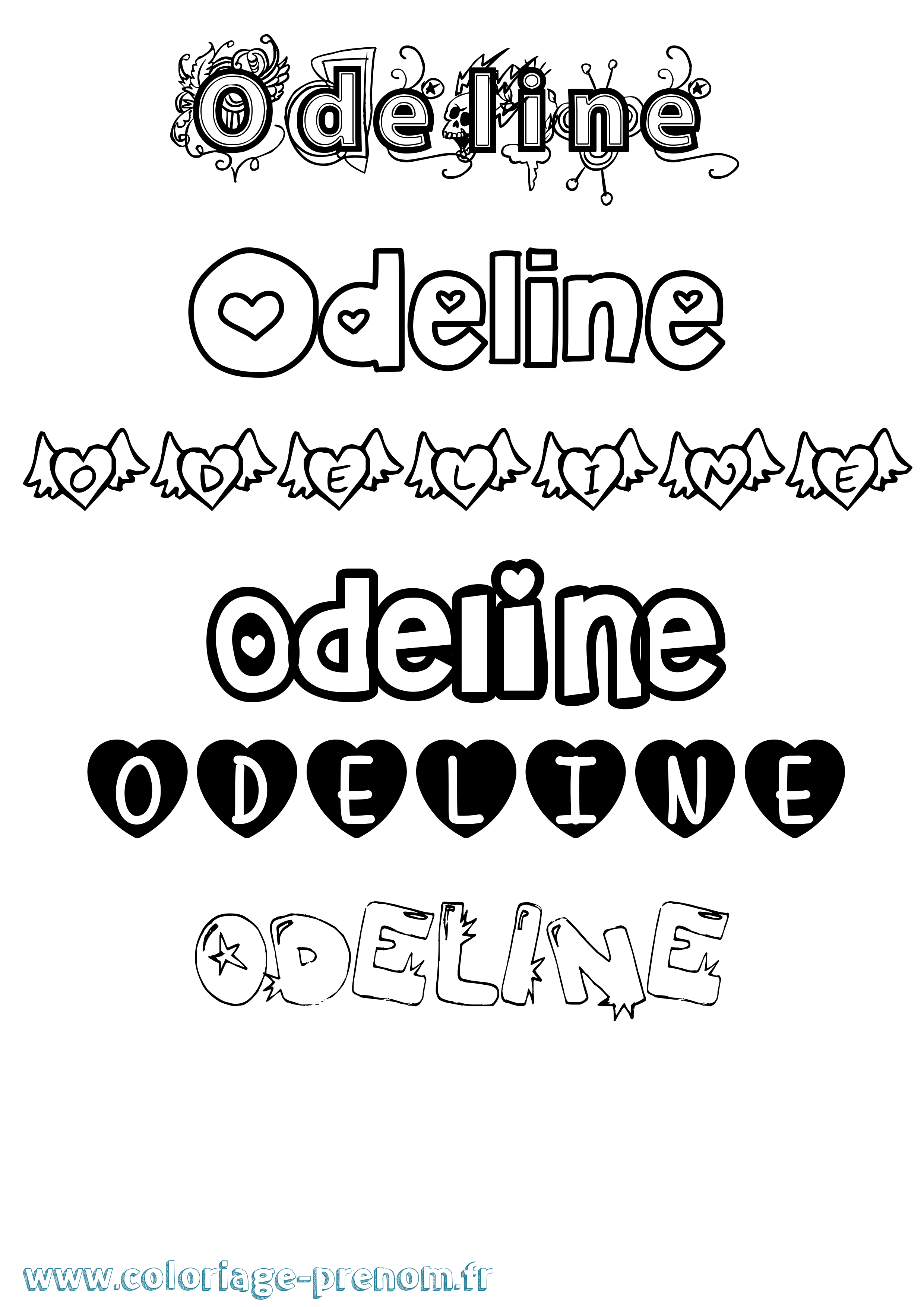 Coloriage Odeline Girly Coloriage prénom Odeline Girly