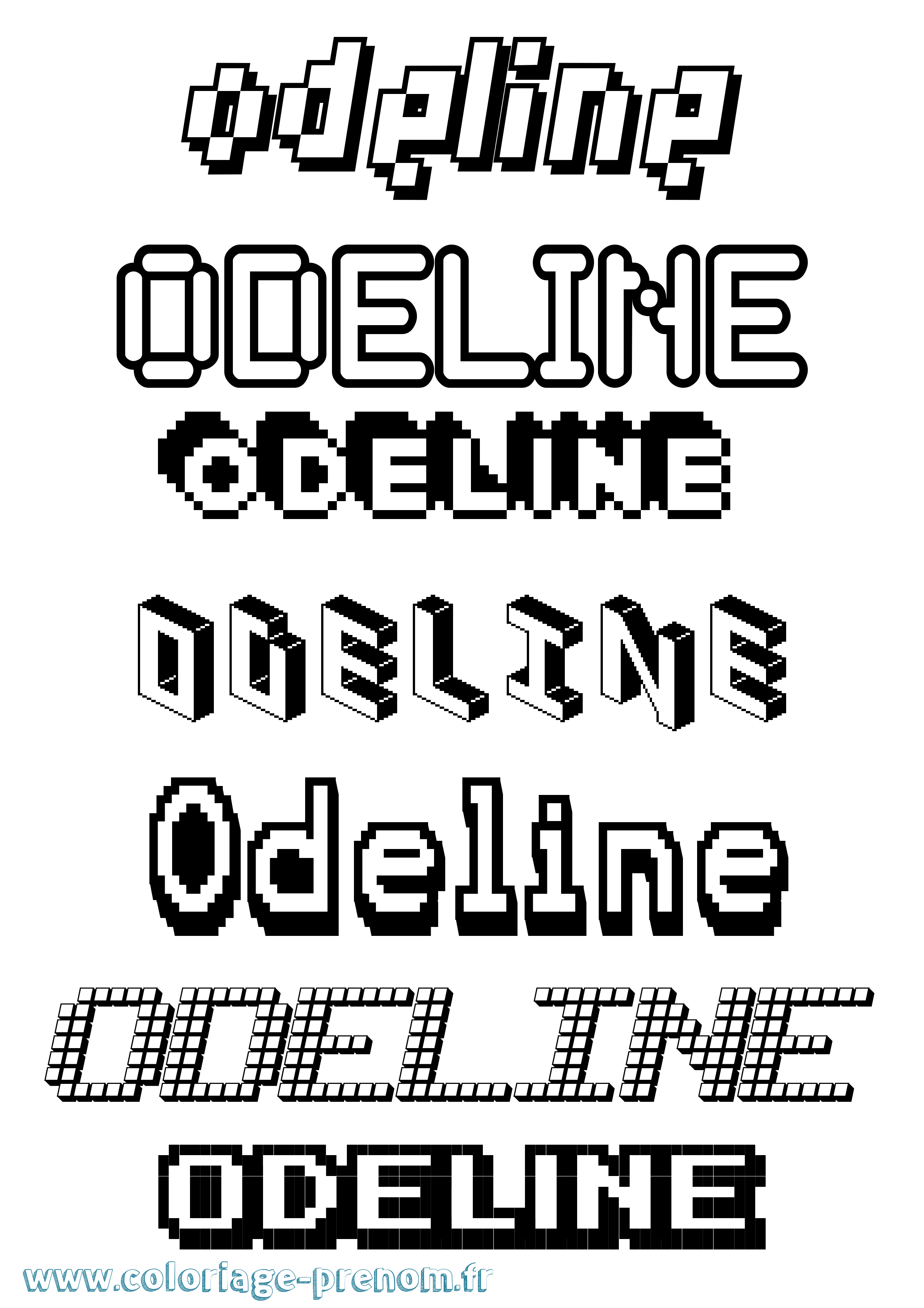Coloriage Odeline Pixel Coloriage prénom Odeline Pixel