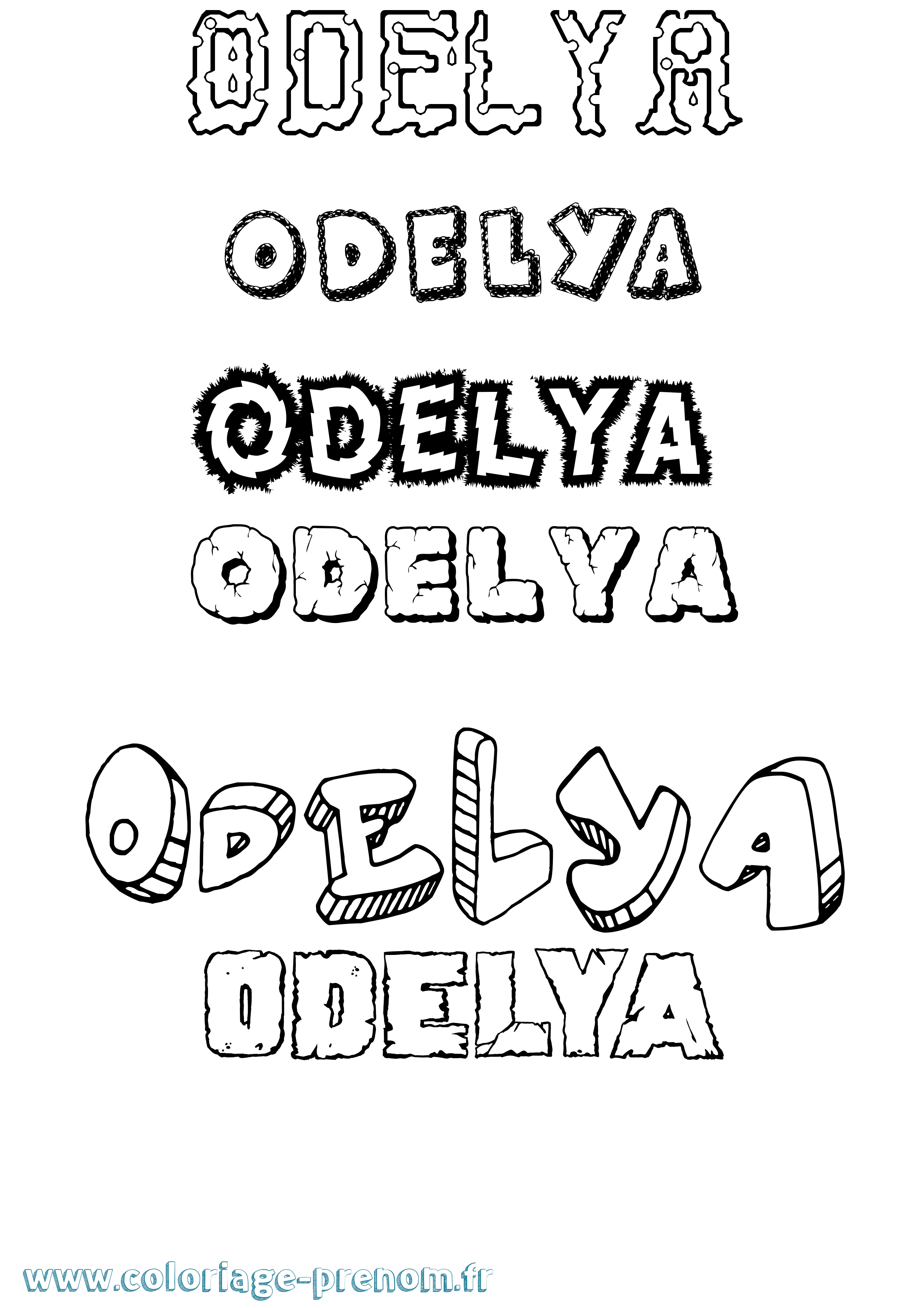 Coloriage Odelya Destructuré Coloriage prénom Odelya Destructuré
