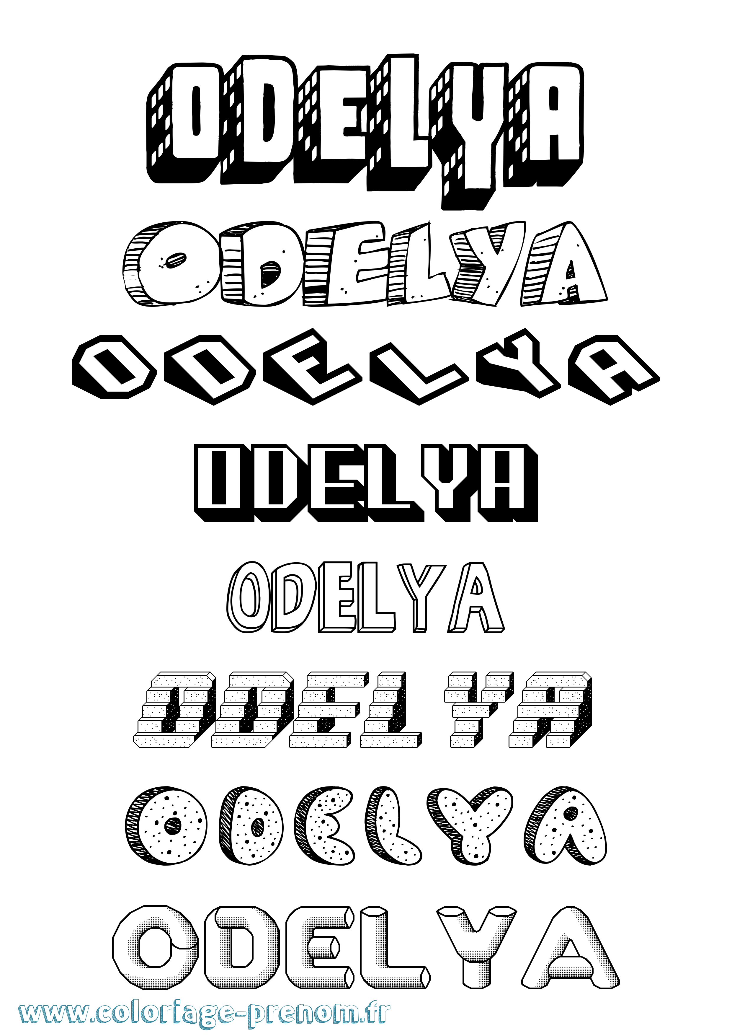 Coloriage Odelya Effet 3D Coloriage prénom Odelya Effet 3D