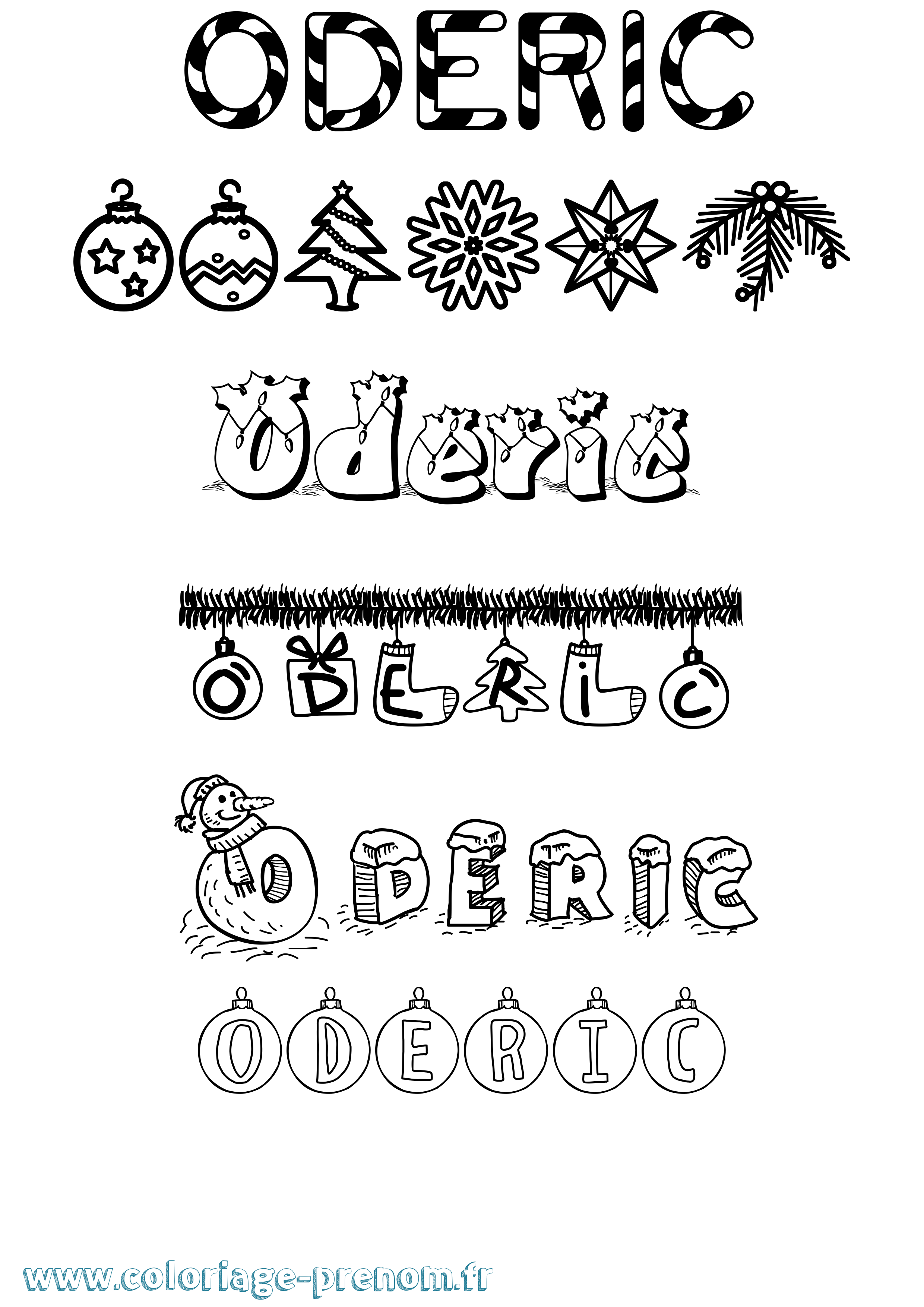 Coloriage Oderic Noël Coloriage prénom Oderic Noël