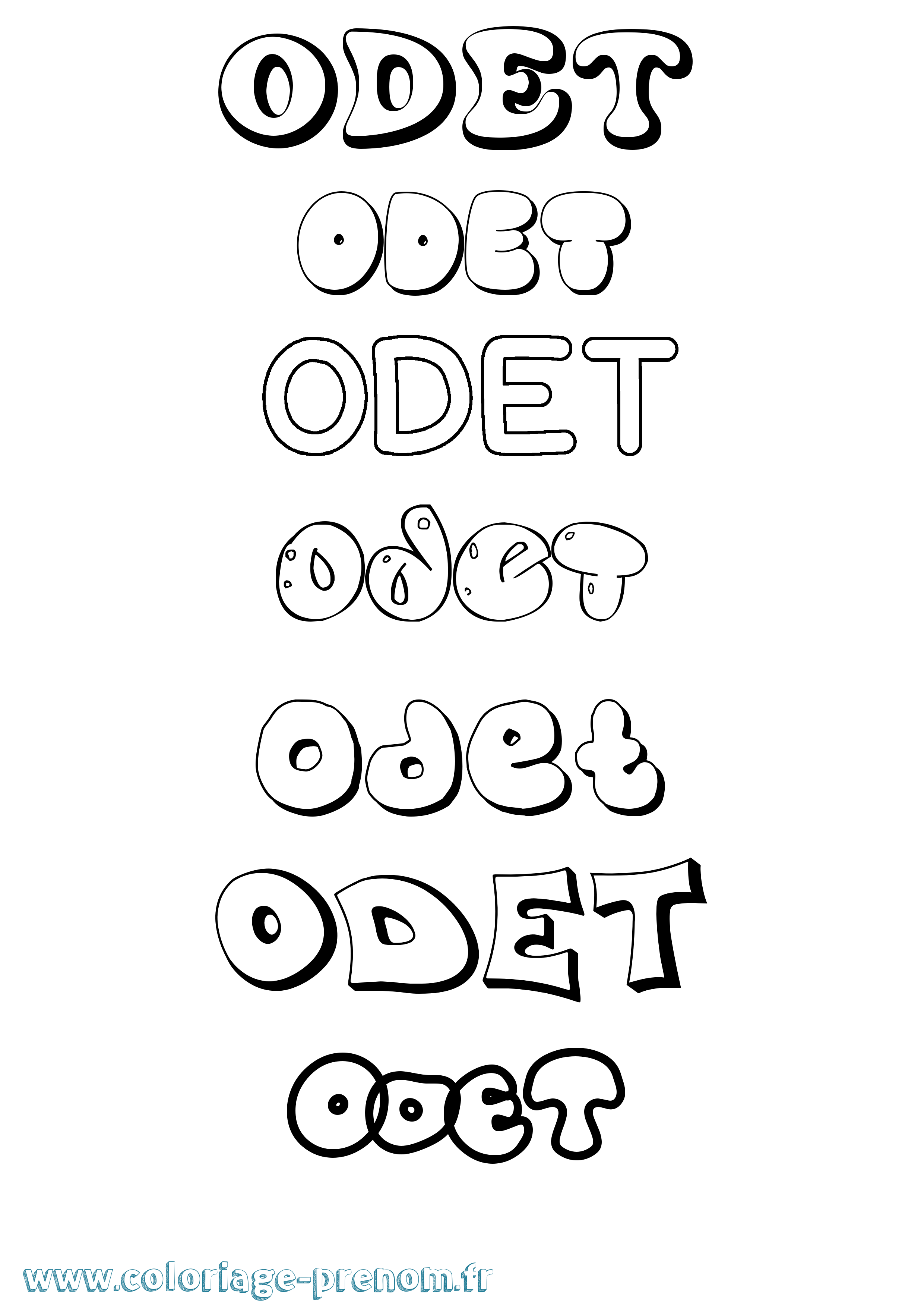 Coloriage Odet Bubble Coloriage prénom Odet Bubble