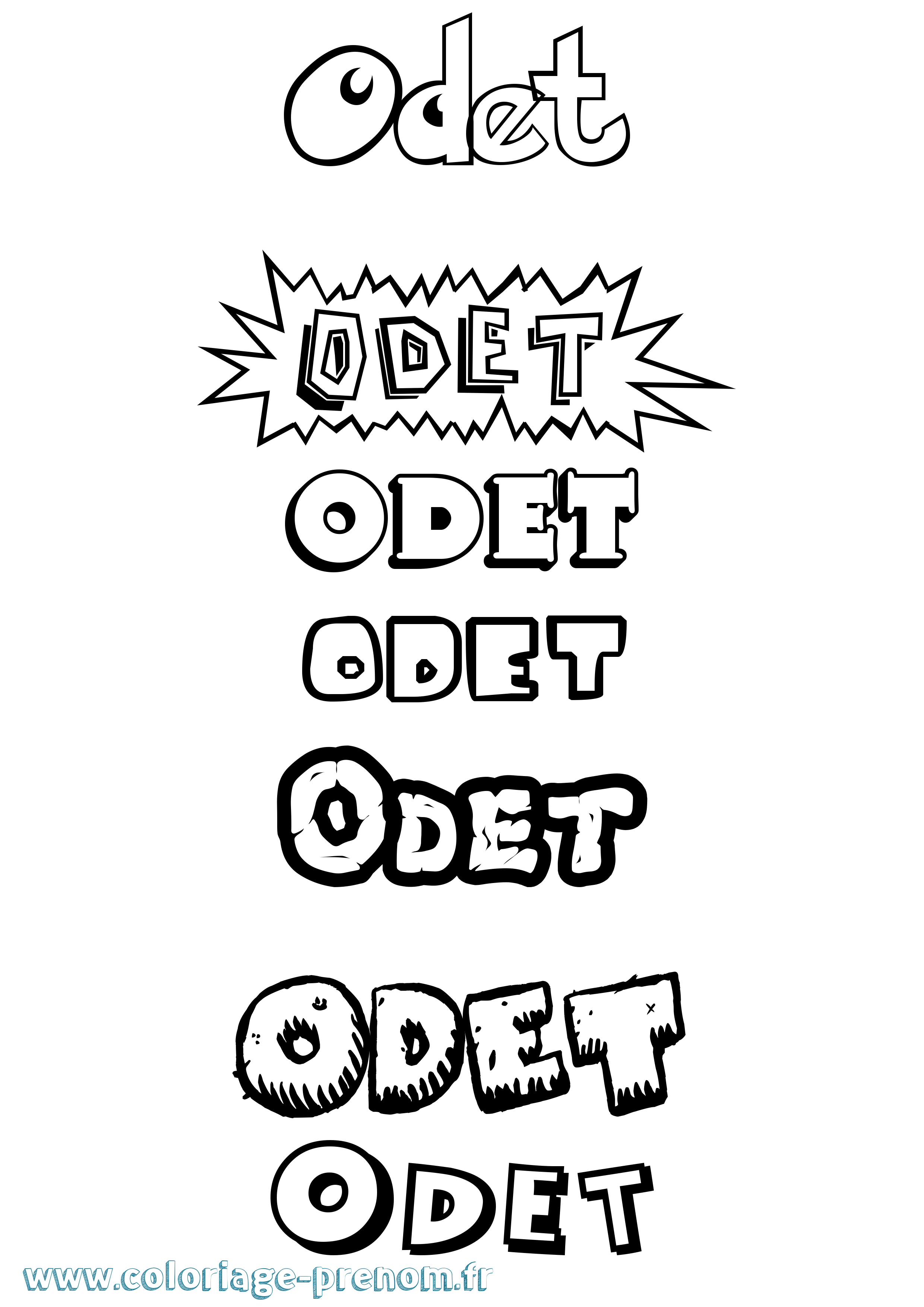Coloriage Odet Dessin Animé Coloriage prénom Odet Dessin Animé