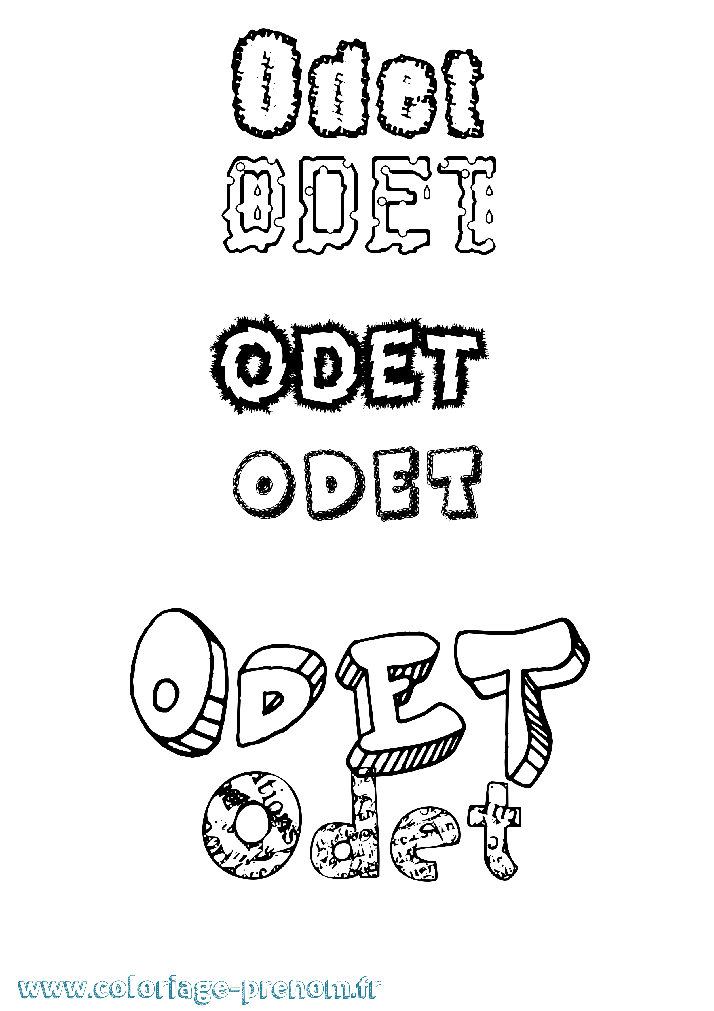 Coloriage Odet Destructuré Coloriage prénom Odet Destructuré
